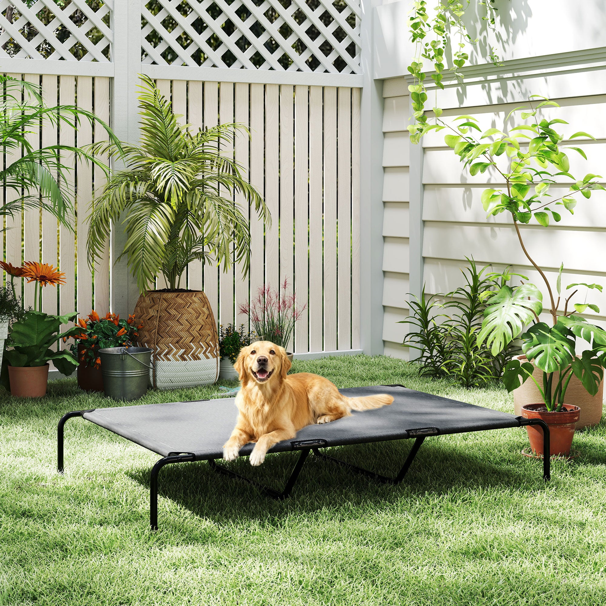 Elevated Dog Bed for Large Breeds Gray 60"L - Gray - Image 8