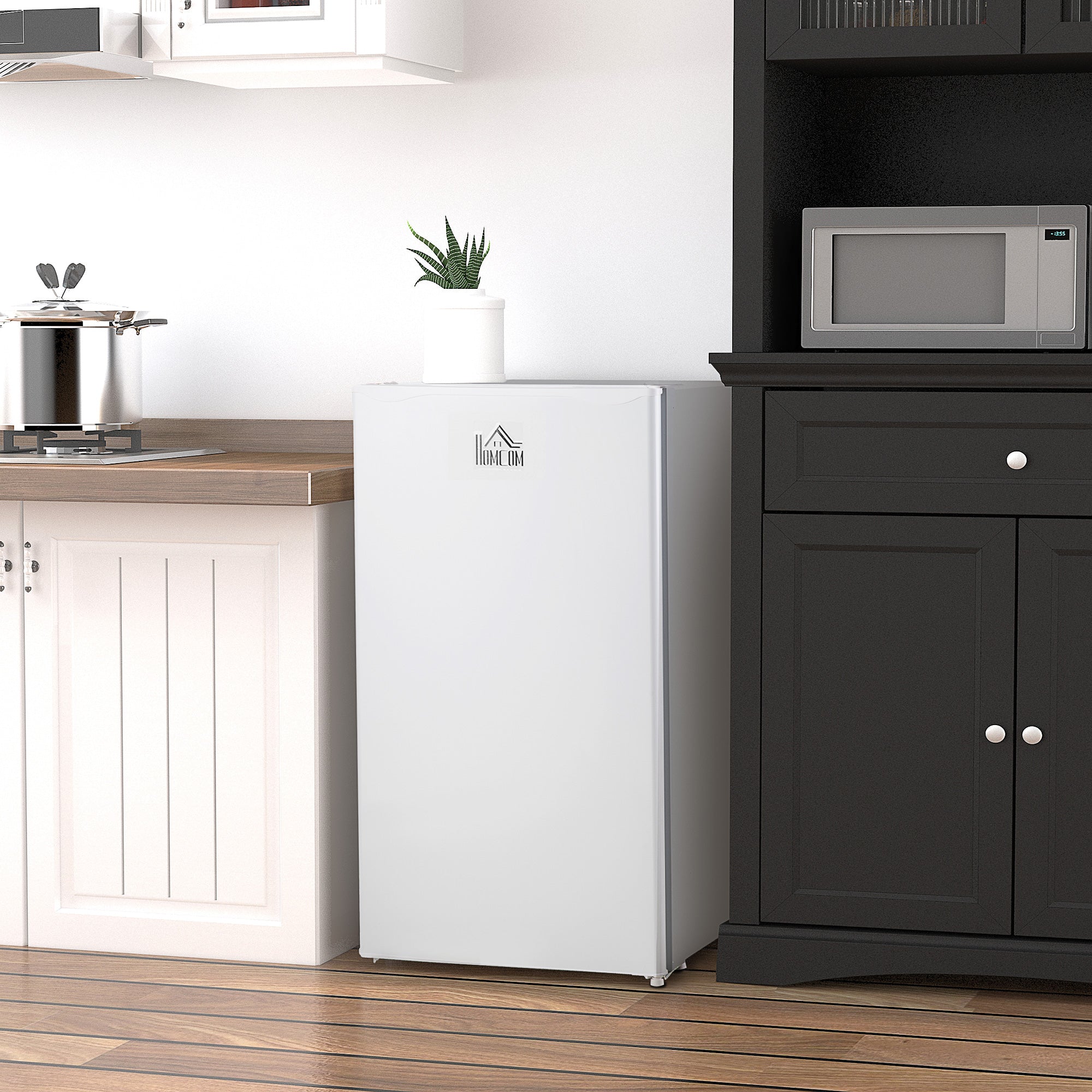 Mini Fridge with Freezer, 3.2Cu.Ft Compact Refrigerator with Adjustable Shelf, Mechanical Thermostat and Reversible Door for Bedroom, Dorm, White
