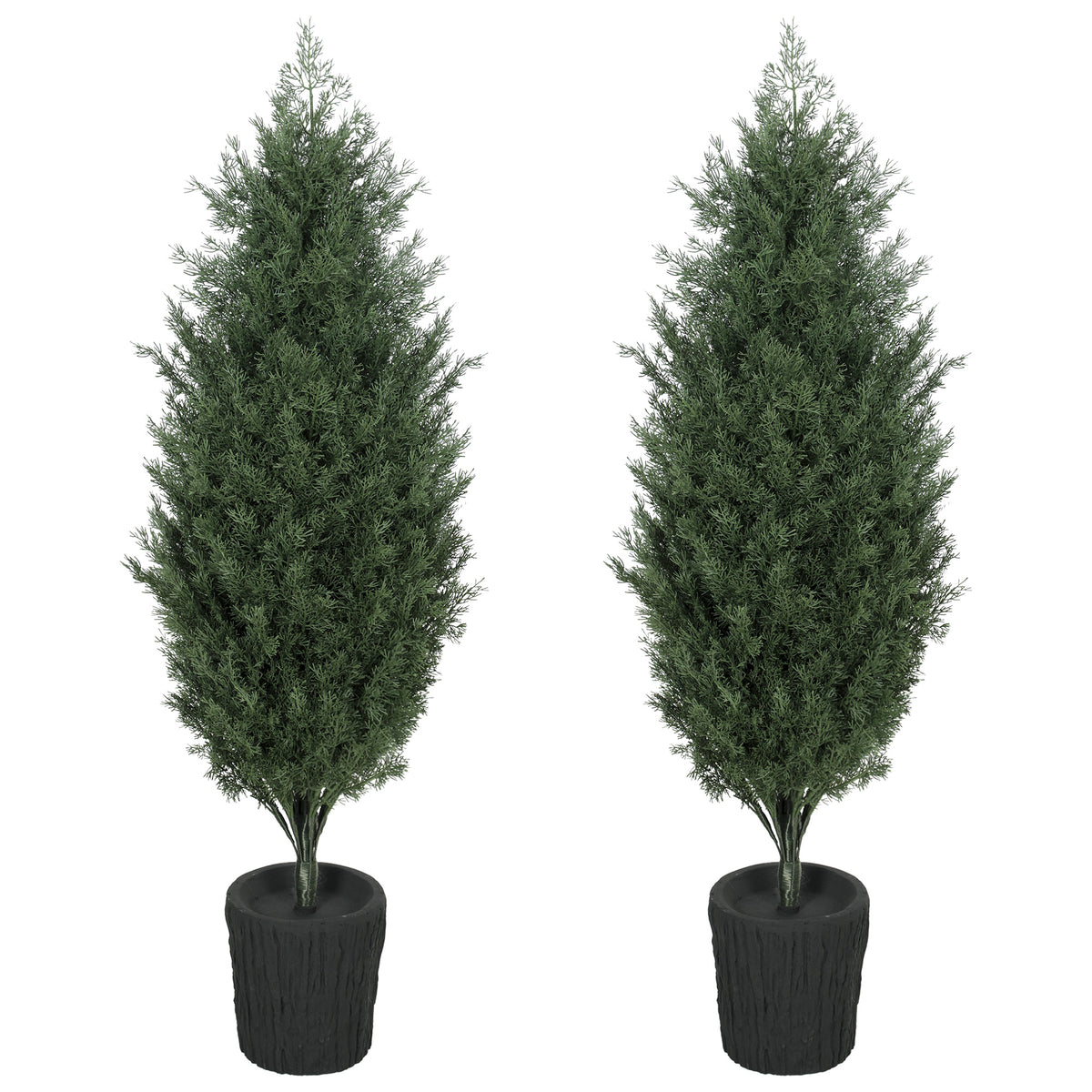 4ft Artificial Christmas Tree Set of 2, UV Resistant Faux Cedar Tree with 291 PE Branch Tips and Pot, Green