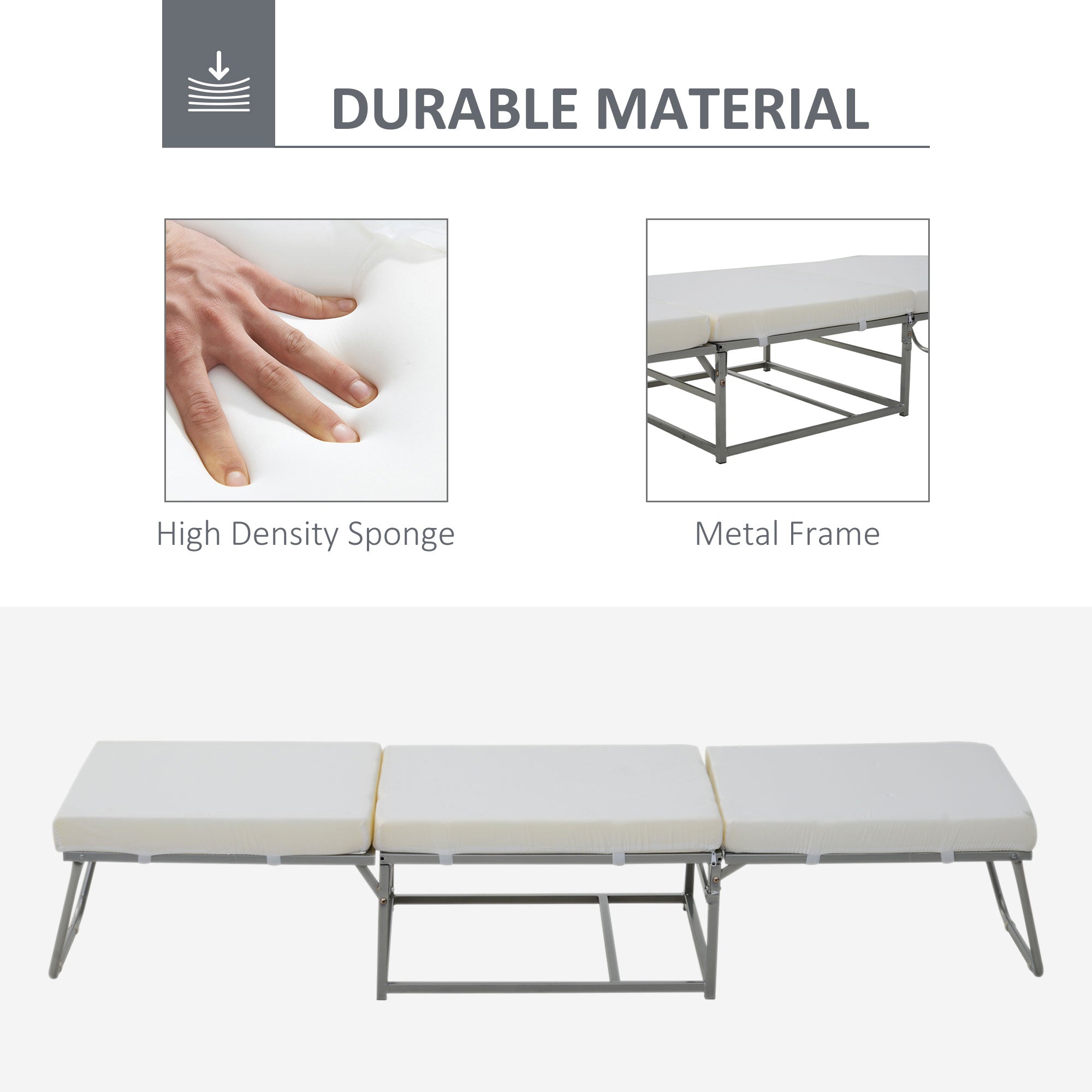 Convertible Ottoman, Guest Sleeper Bed, Gray