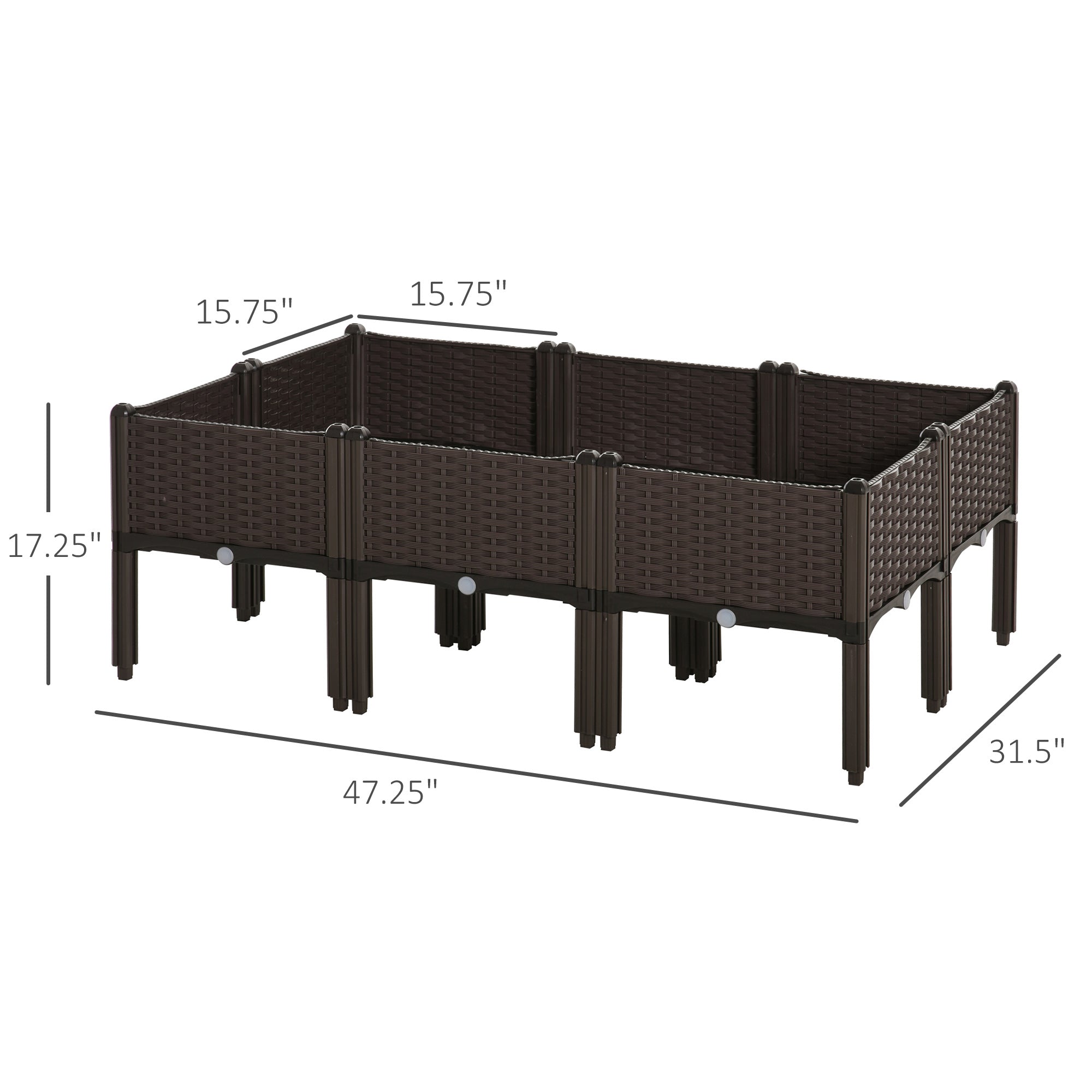6 Piece Raised Garden Bed with Legs, Planter Box Raised Bed to Grow Flowers, Herbs & Vegetables, Brown - Brown - Image 3