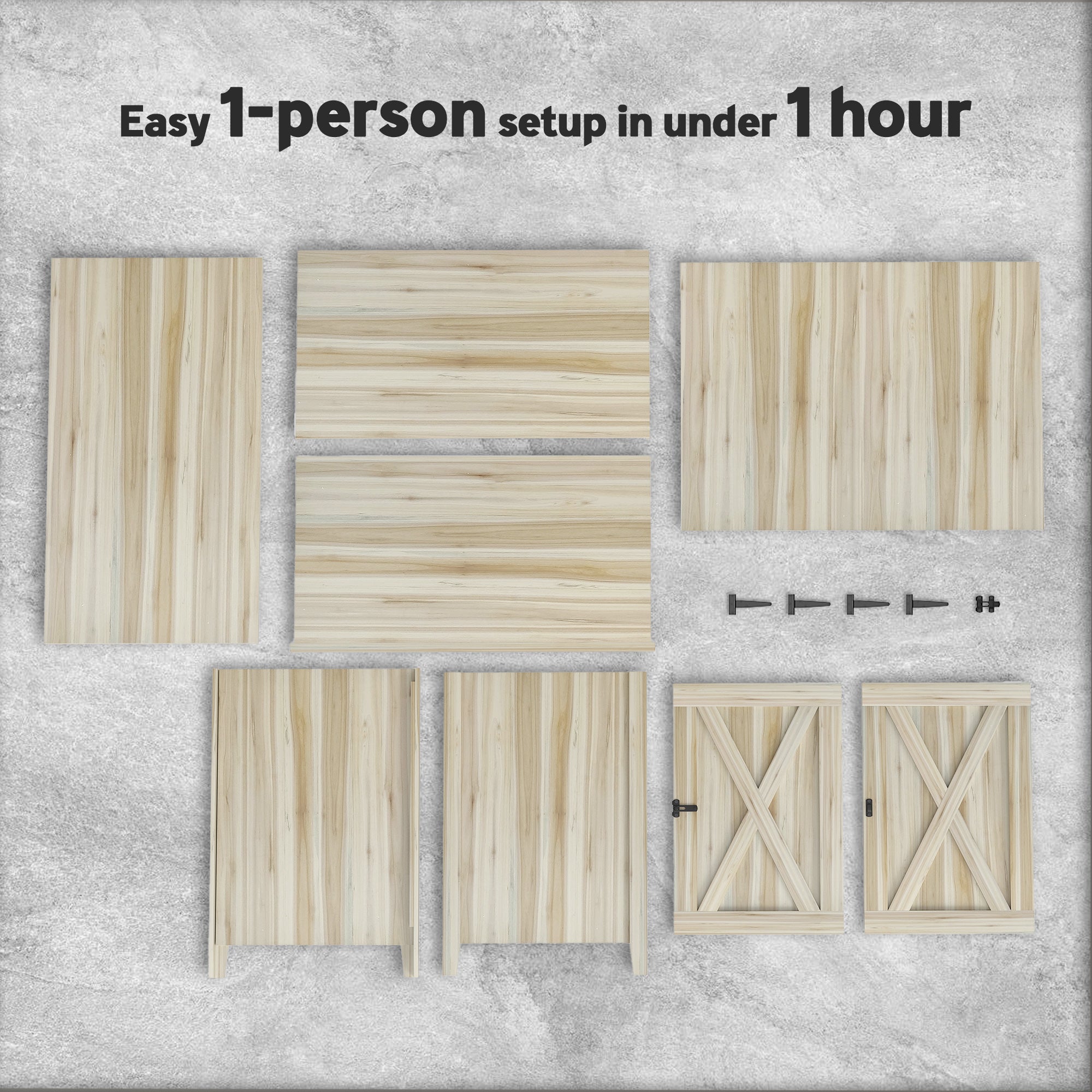 Wooden Outdoor Storage Cabinet, Garden Shed Potting Shed with Shelf and Double Doors, Natural Wood - Natural Wood - Image 7