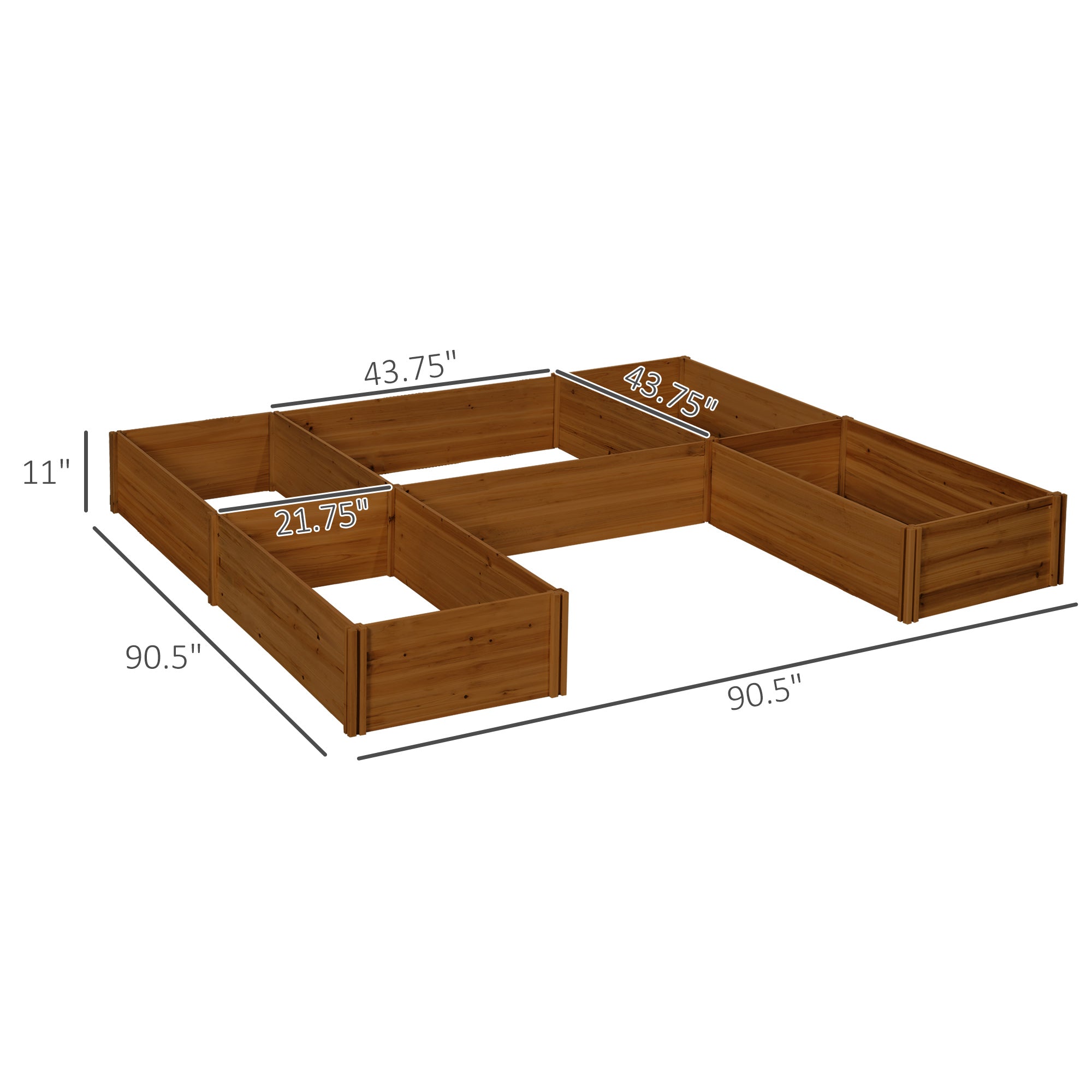 Raised Garden Bed, Set of 5 Large Wooden Box Planters for Outdoor Plants Vegetables Flowers Herbs, 7.5x7.5x1ft, Brown - Brown - Image 3