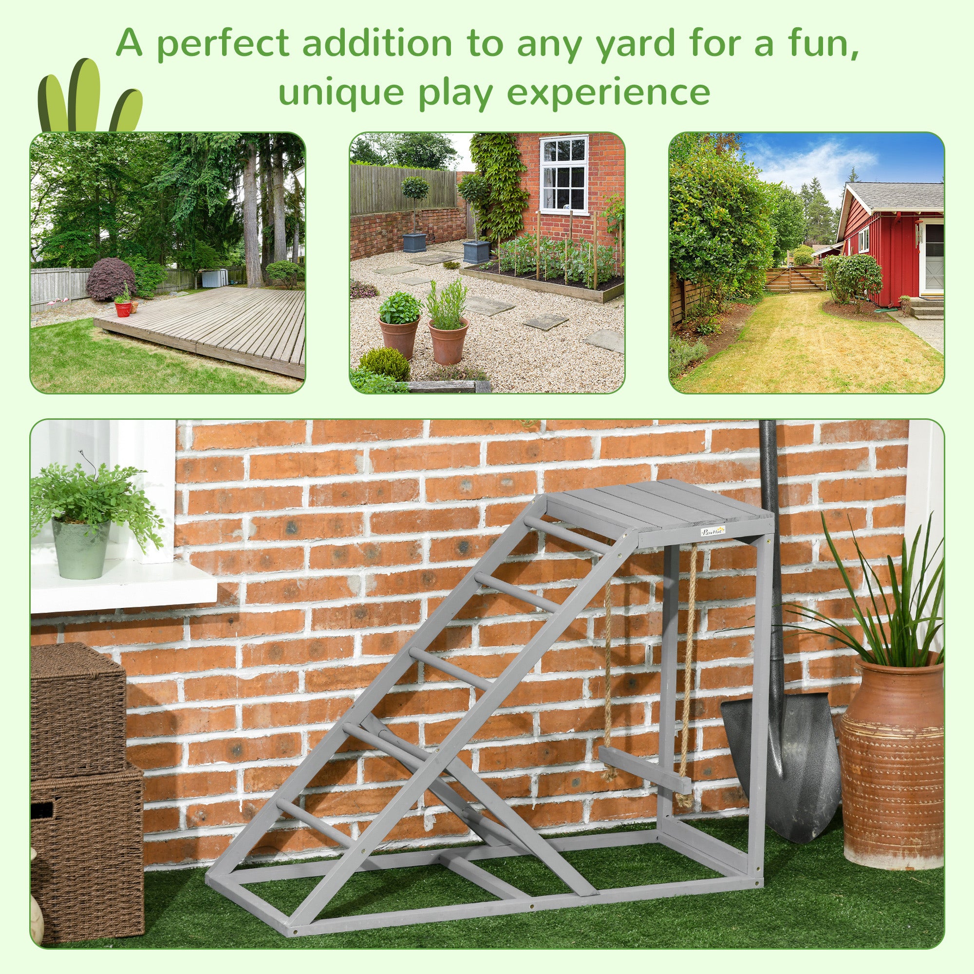 Chicken Activity Play for Healthy & Happy Animals, Swing Set with Chicken Perches & Hen Ladder, Chicken Coop Toy, Gray - Gray - Image 5