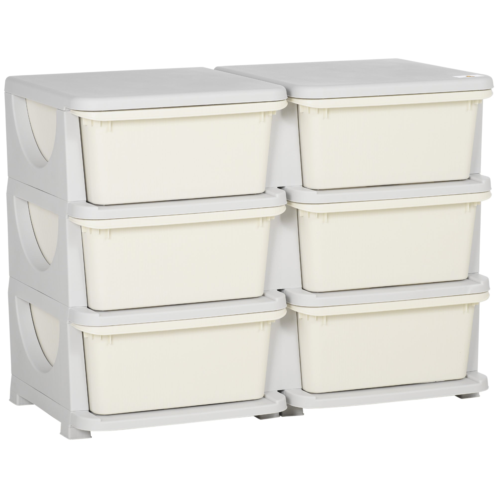 3 Tier Kids Storage Unit, Toy Organizers and Storage with 6 Drawer Chest for Kids Bedroom Nursery Kindergarten Living Room for Boys Girls Toddlers, Cream White