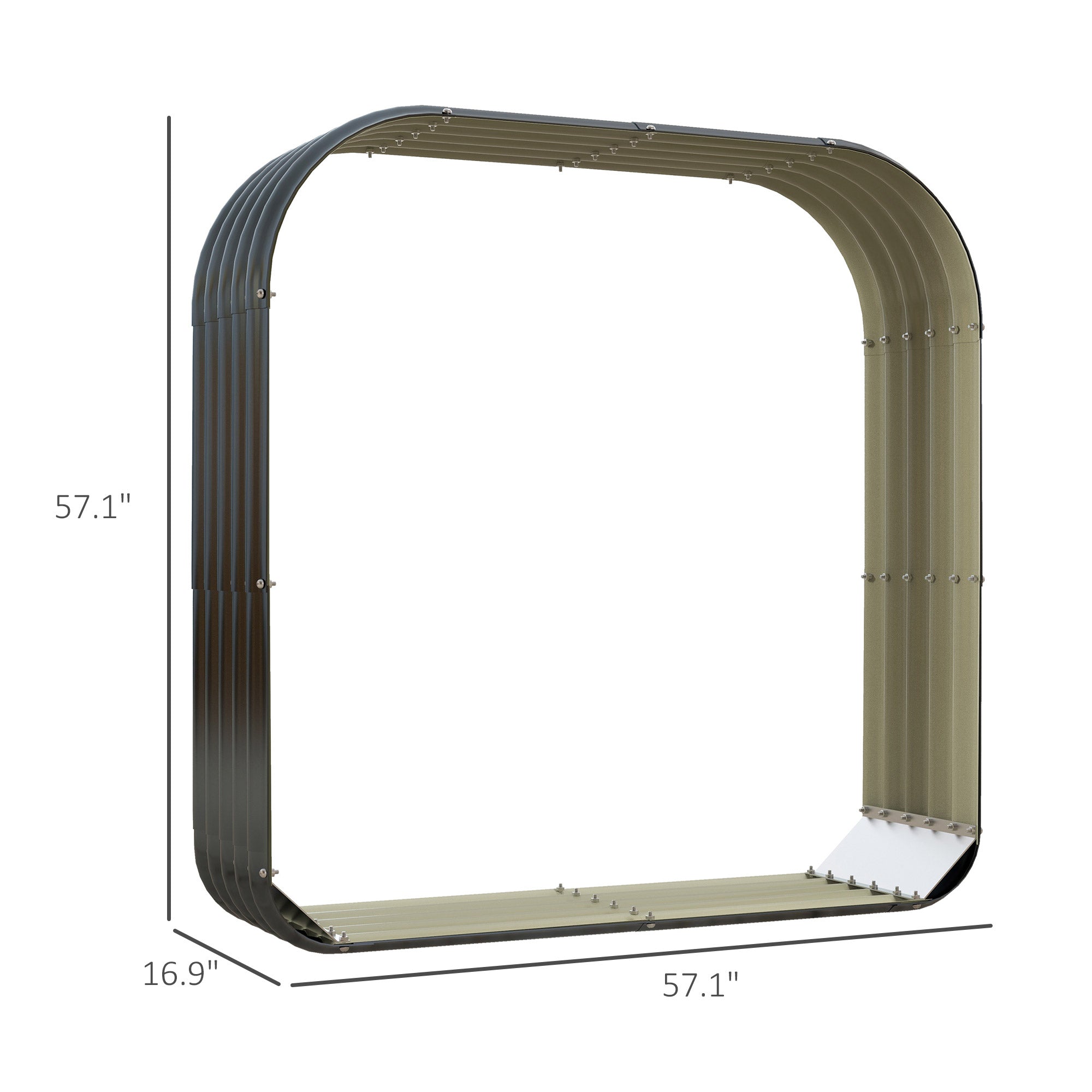 Wood Shed Galvanized Steel Firewood Storage Rack with Rubberized Edge for Safety, 4.7' x 1.4' x 4.7' - Dark Gray - Image 3