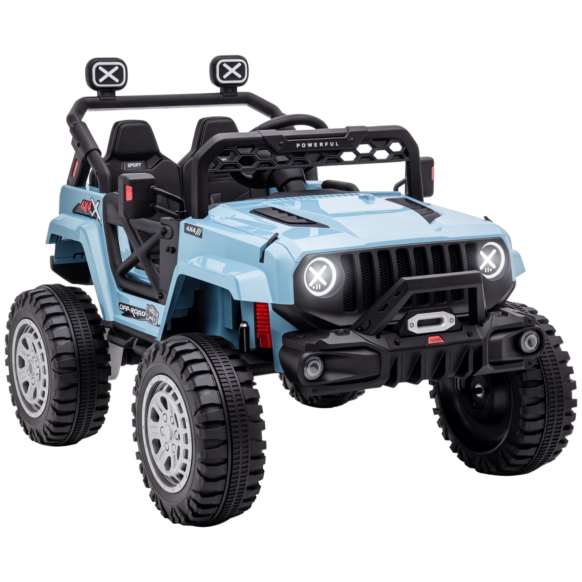 12V Kids Ride on Car with Remote Control, Battery-Operated Ride on Toy with Spring Suspension, Led Lights, Music, Horn, 3 Speeds, USB, MP3, Blue