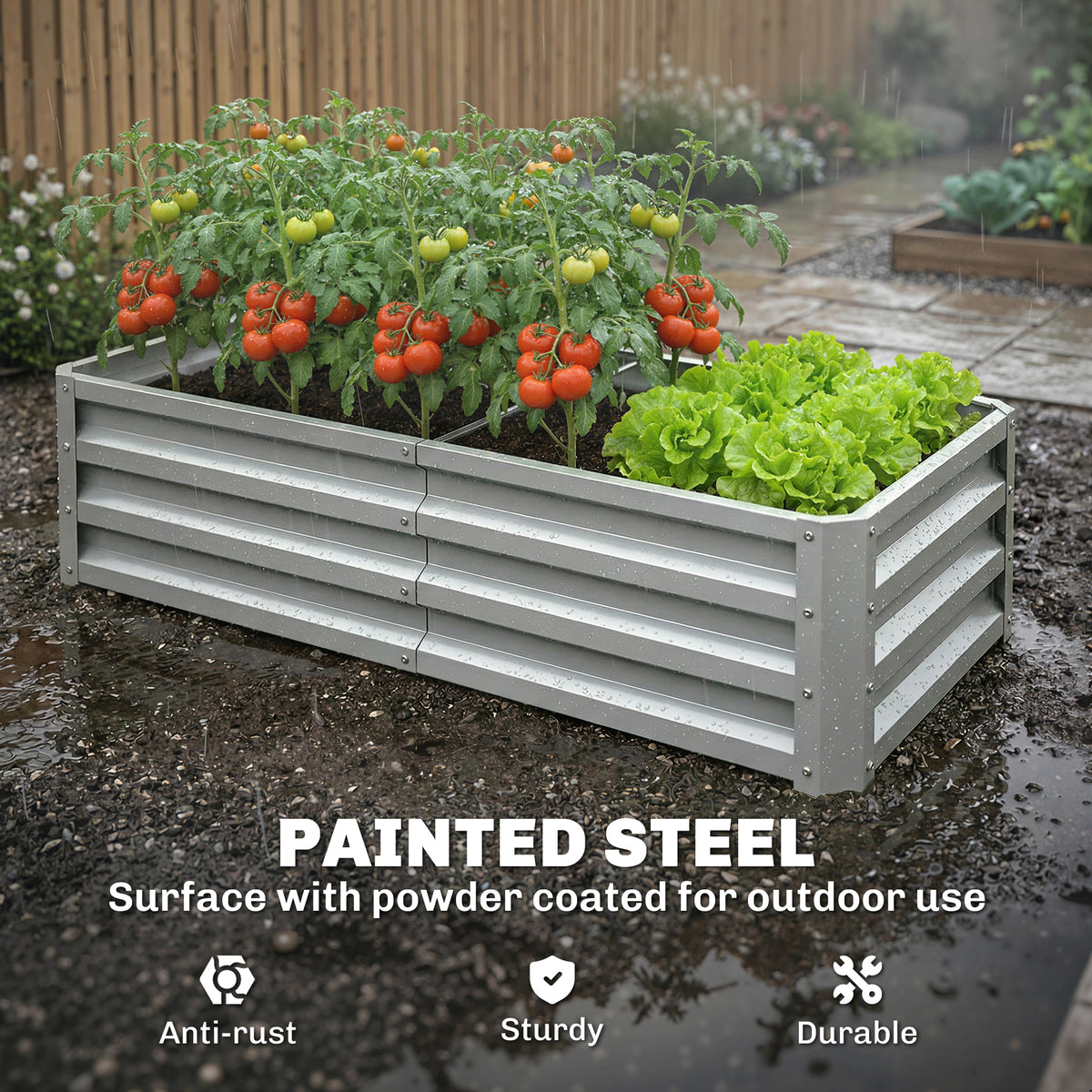 Galvanized Raised Garden Bed, 4' x 2' x 1' Metal Planter Box, for Growing Vegetables, Flowers, Herbs, Succulents, Green