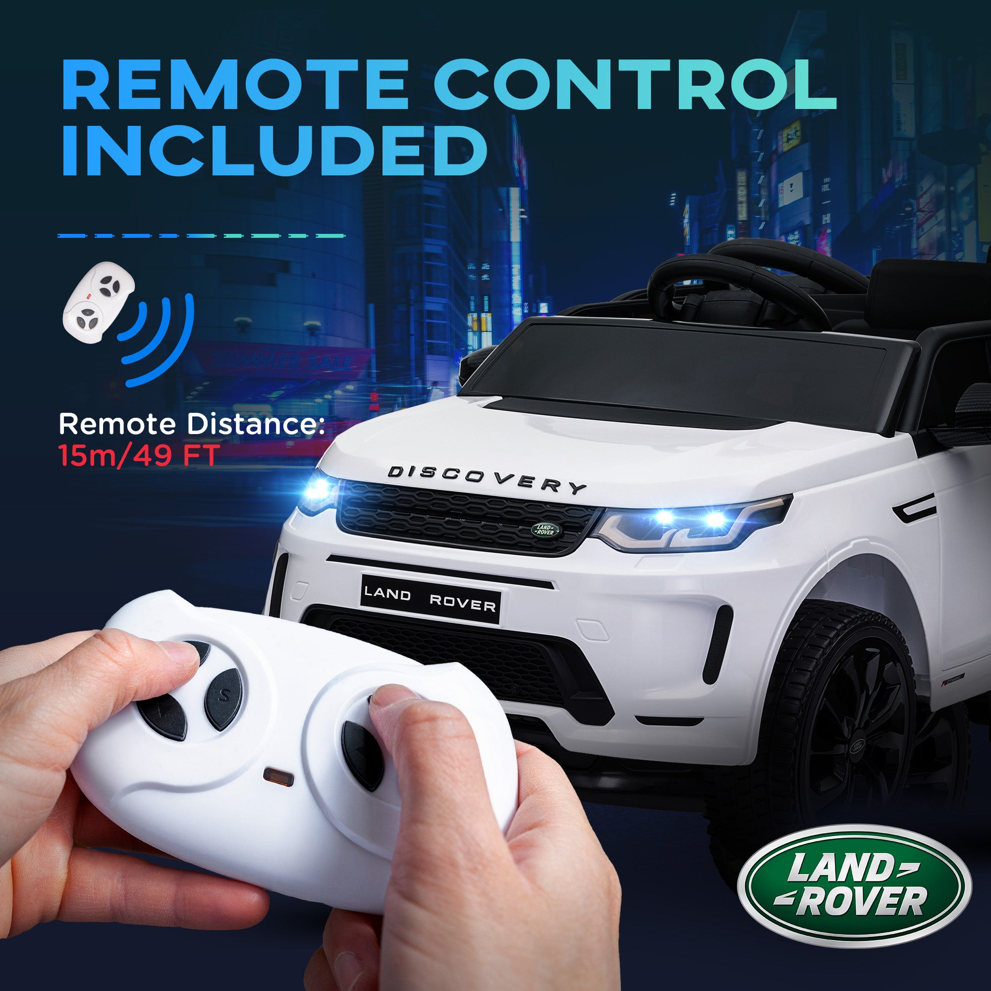 Land Rover Discovery Sport Licensed 12V Kids Ride on Car with Remote Control Soft Start, LED Lights, White