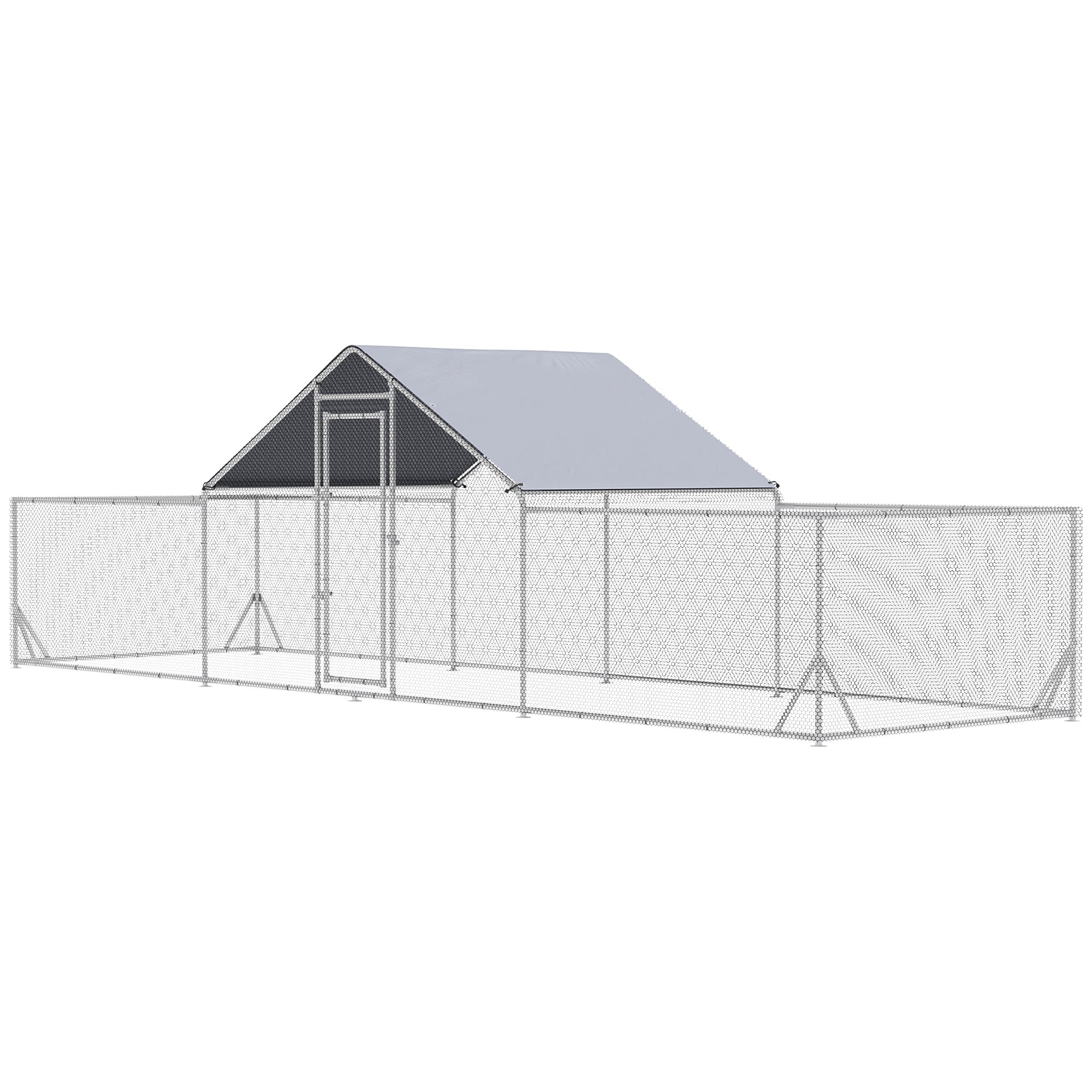 23' x 6.6' Large Chicken Coop with Weather-Resistant Cover for 12-14 Chickens, Silver - Silver