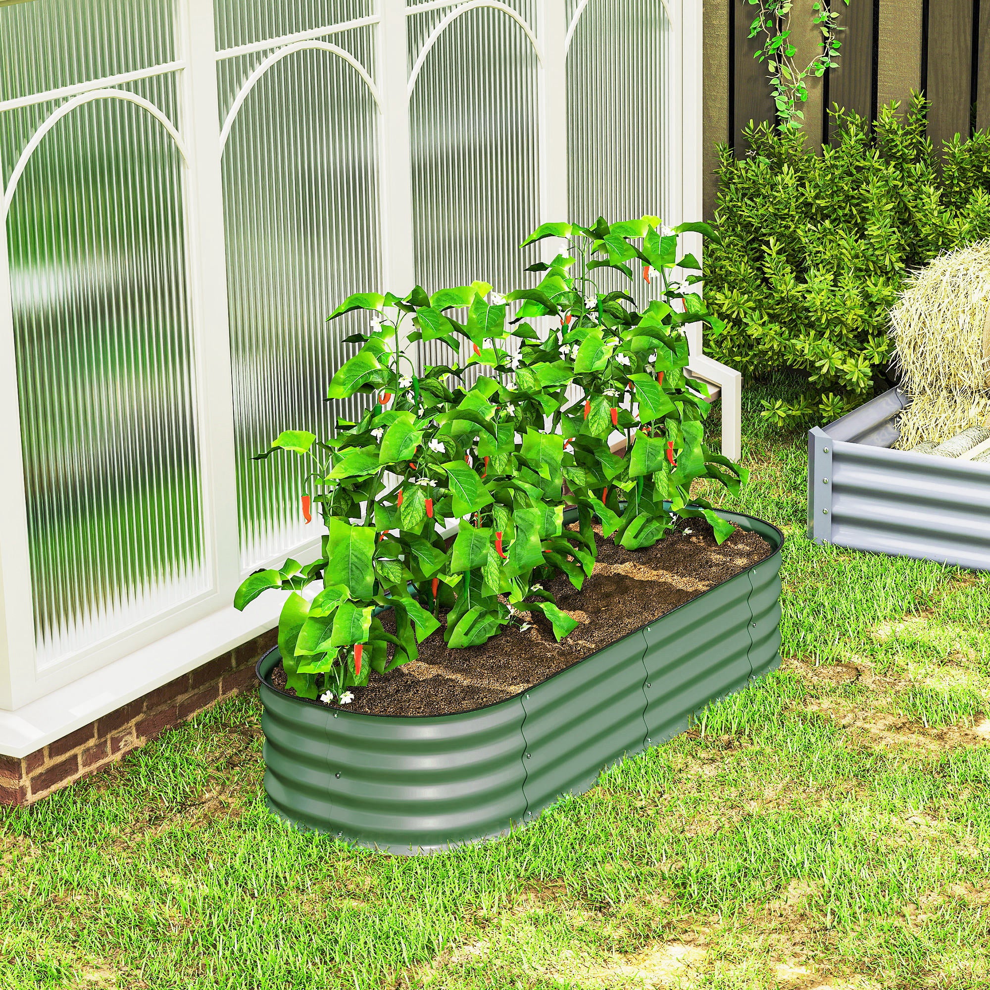 4.9' x 2' x 1' Galvanized Raised Garden Bed Kit, Metal Planter Box with Safety Edging, Green - Green - Image 8