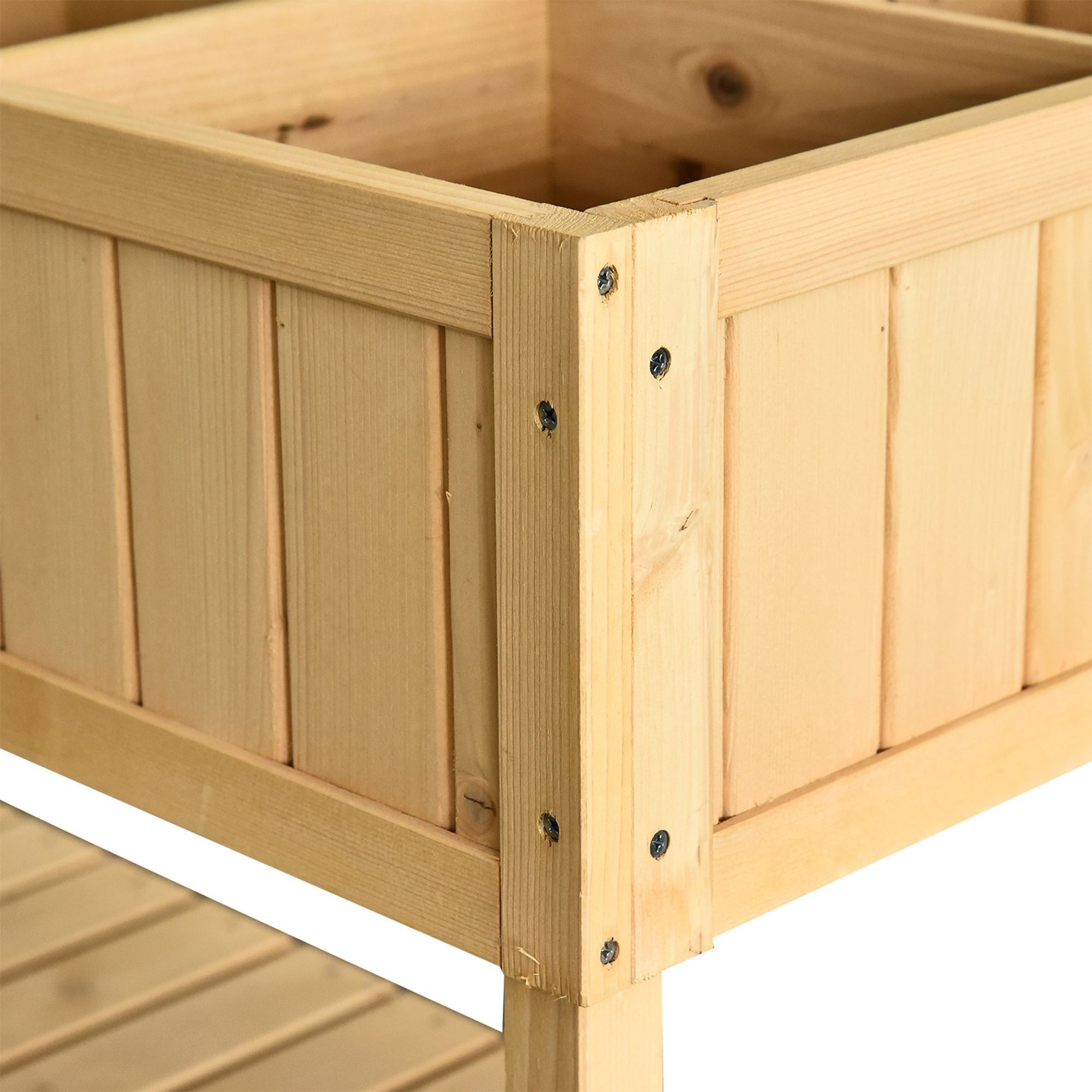 43x18x30in Raised Garden Bed with 8 Pockets and Shelf, Wooden Elevated Planter Box with Legs to Grow Herbs, Vegetables, and Flowers, Natural - Natural Wood - Image 8
