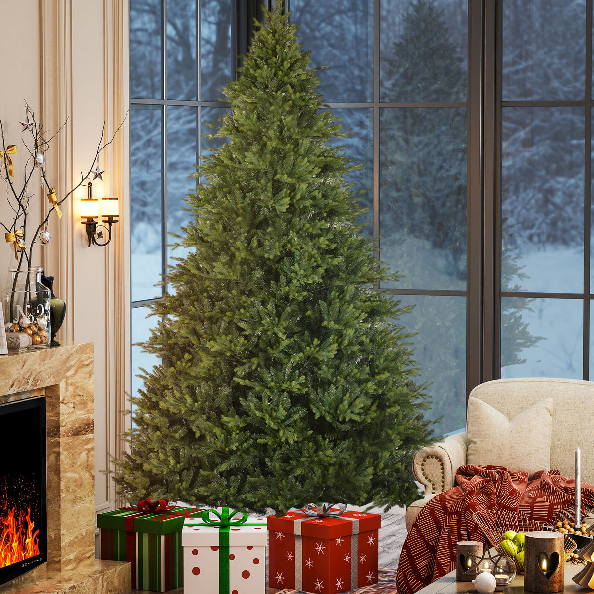 12ft Hinged Artificial Christmas Tree with Foldable Stand, Easy Assembly, Xmas Tree for Home Office Holiday, Green