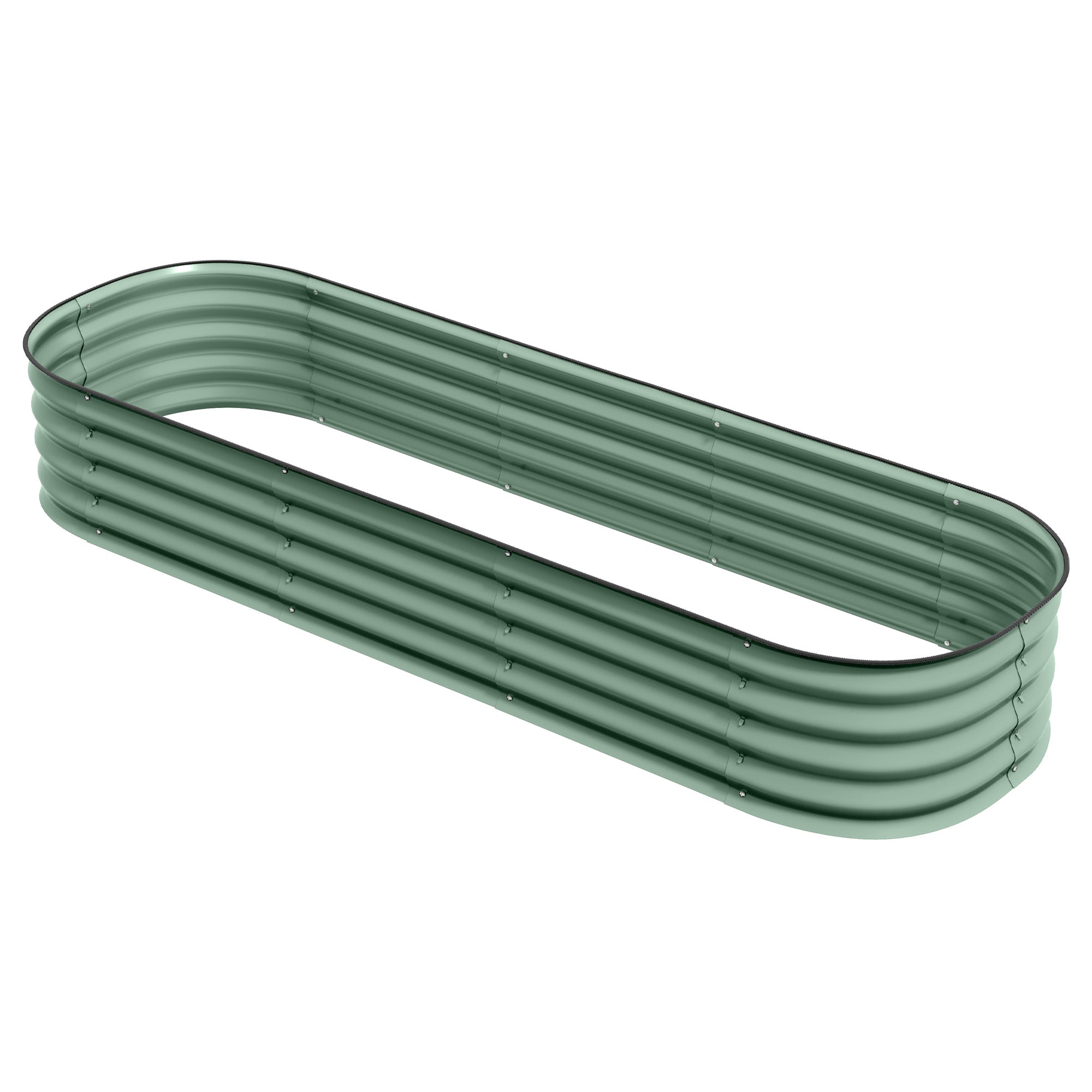 6.4' x 2' x 1' Galvanized Raised Garden Bed Kit, Metal Planter Box with Safety Edging, Green - Green