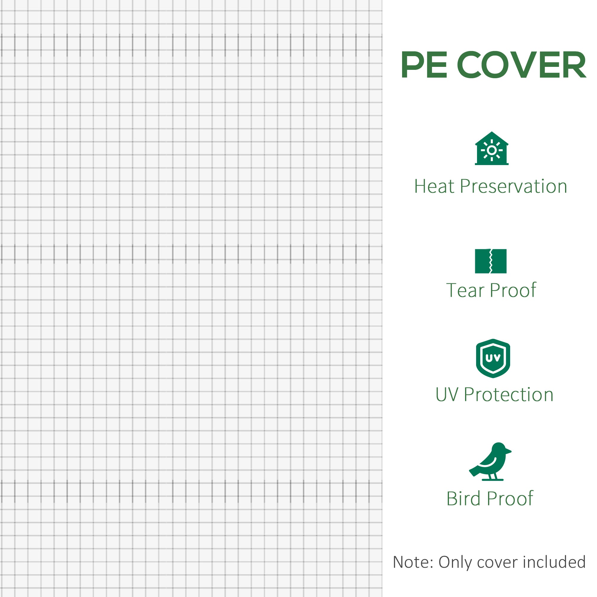 19.7' x 9.8' x 6.6' Plastic Greenhouse Cover Replacement, Heavy Duty Waterproof Tarp for Hoop House, Sheeting with 12 Windows, Door & Reinforcement Grid, White - White - Image 6