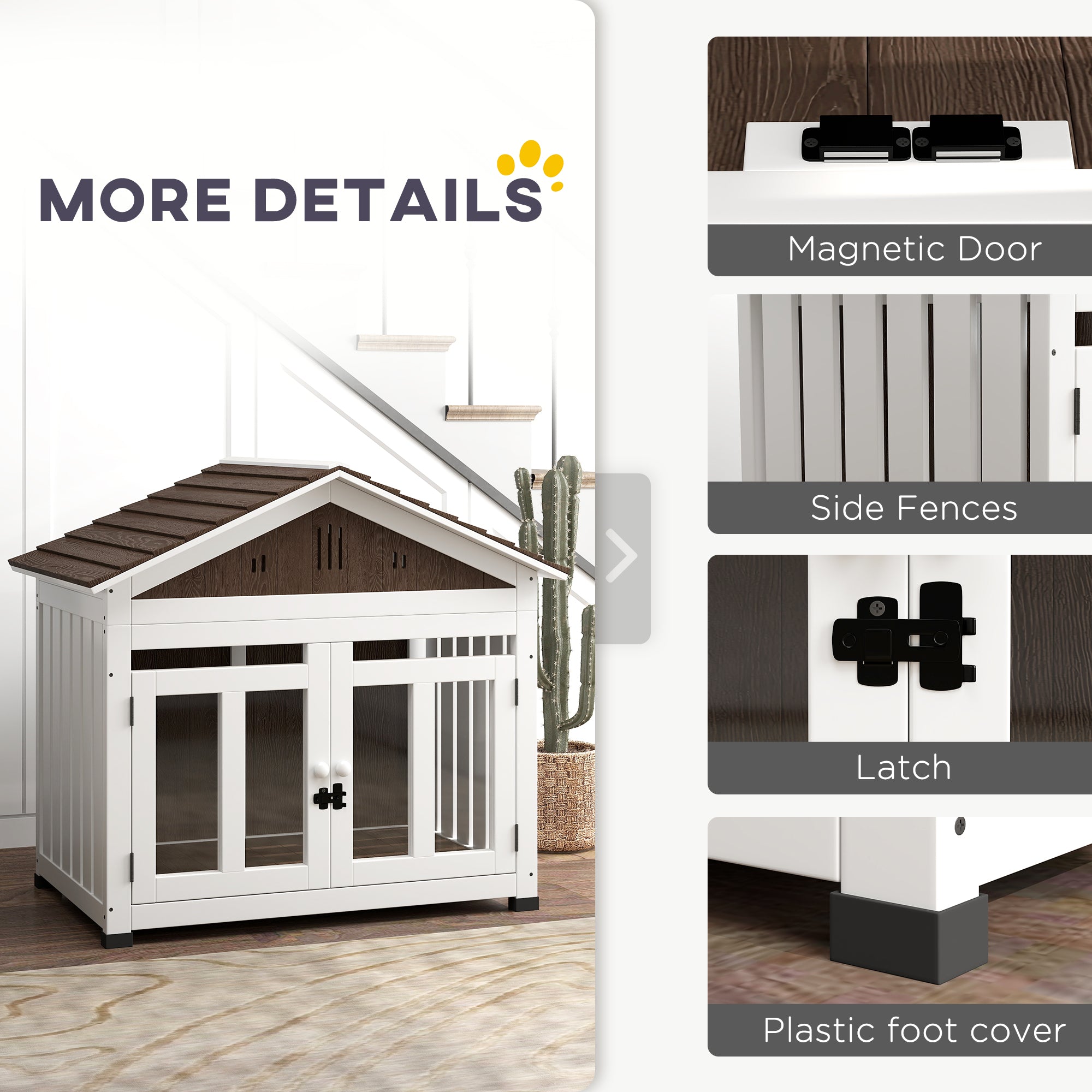 40"L Wooden Dog House Outdoor Indoor for Small, Medium, Large Dogs, with Air Vents & Elevated Removable Floor - Brown - Image 8