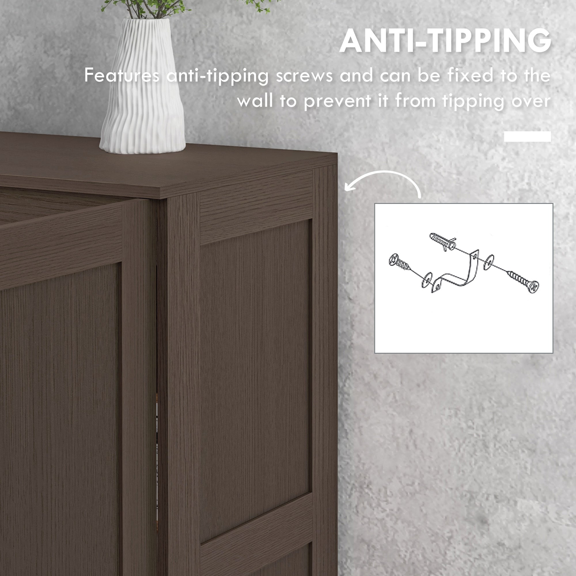 Storage Cabinet w/ Storage Shelves, Pantry Cabinet, Coffee