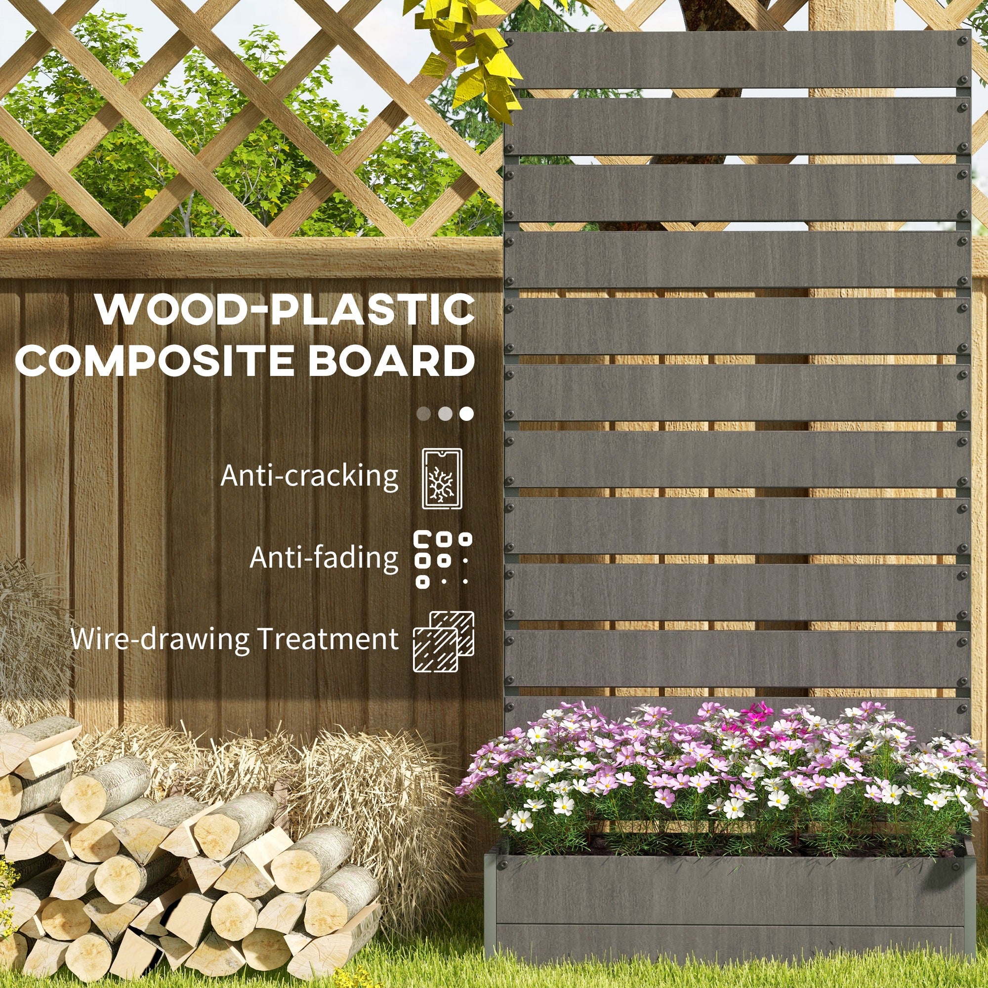 Trellis Planter for Climbing Plants, Raised Garden Bed with Trellis, Planter Box for Outdoor Garden, Dark Gray - Dark Gray - Image 5