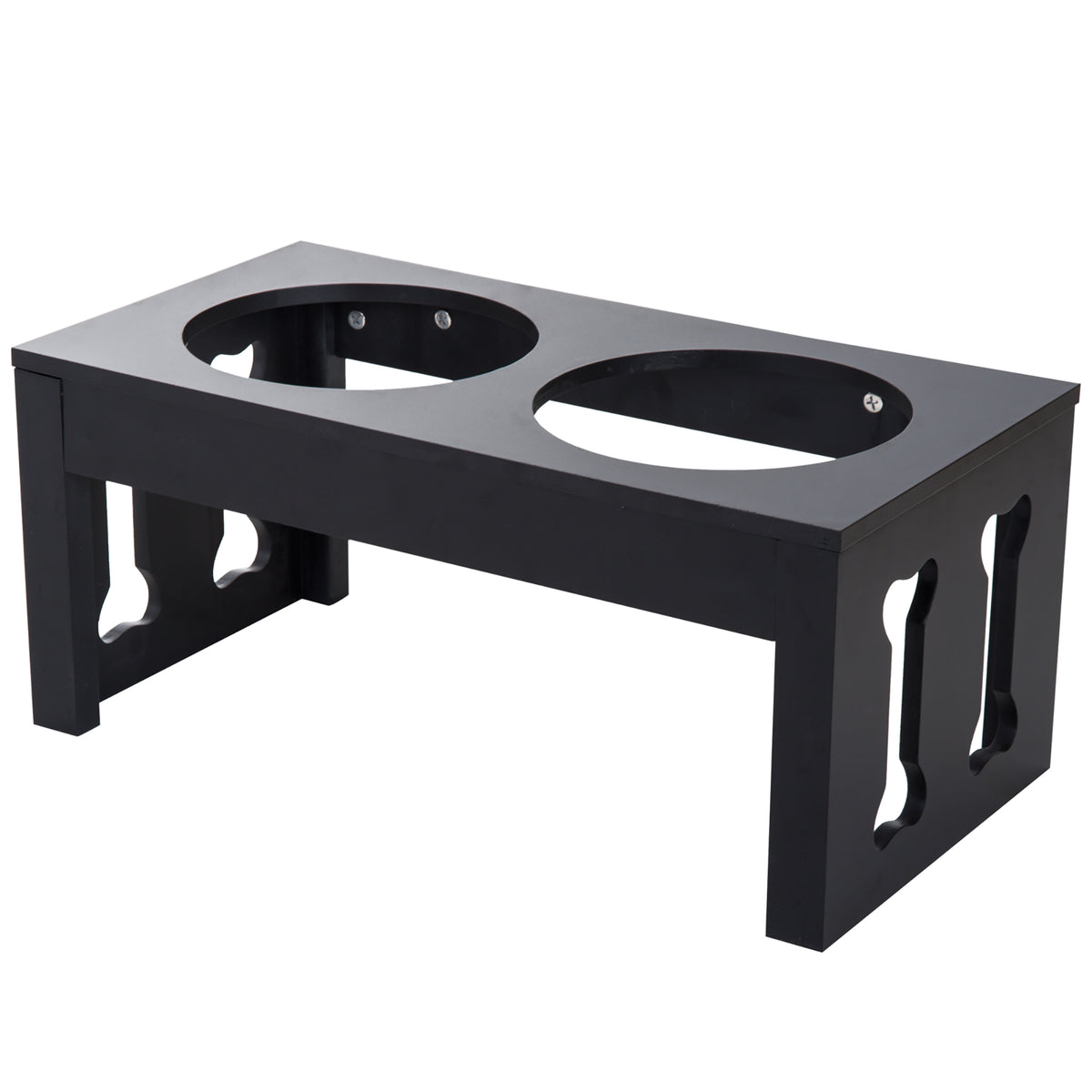 23" Modern Decorative Raised Dog Bowls, Wooden Heavy Duty Pet Food and Water Bowl, Elevated Feeding Station, Black