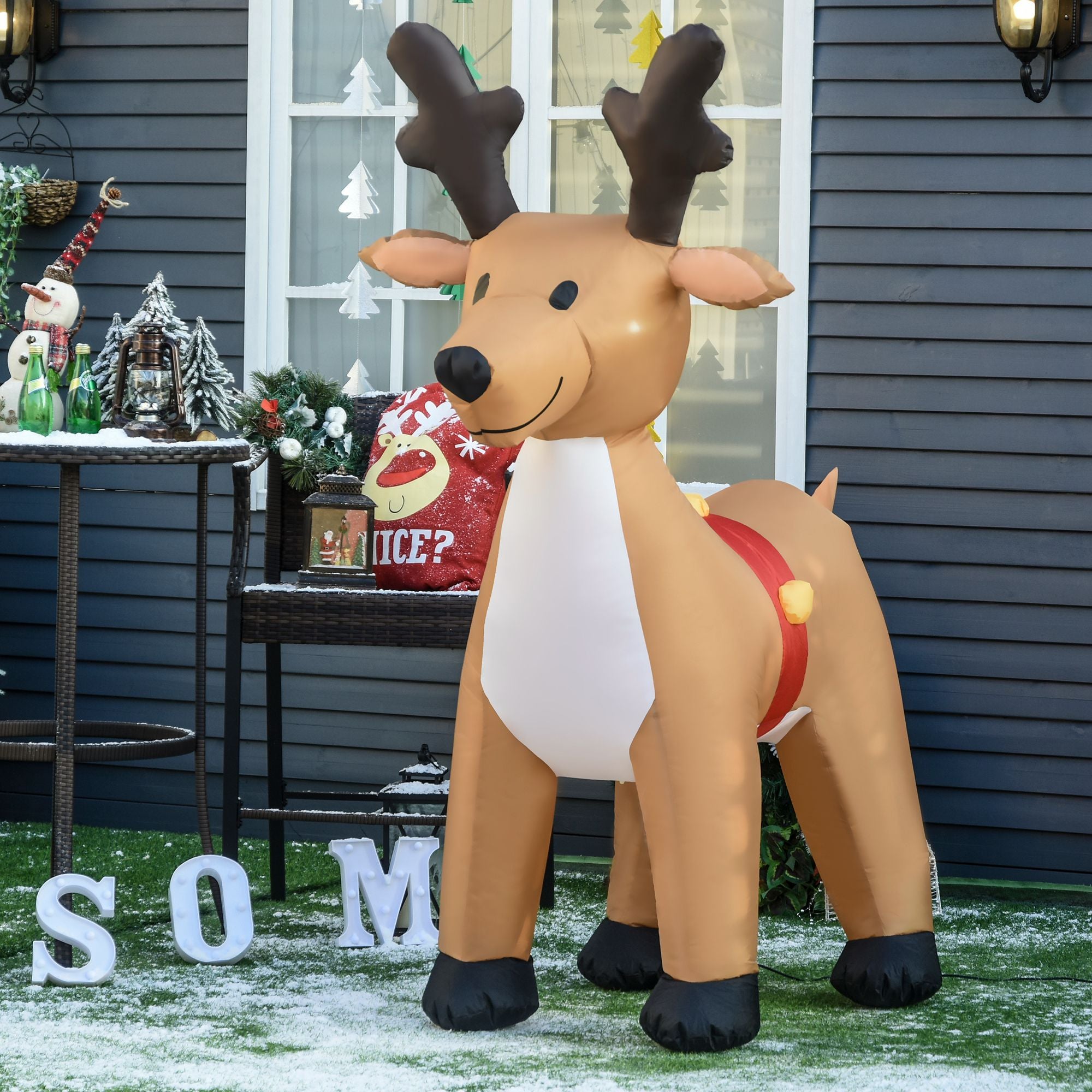 6ft Christmas Inflatables Outdoor Decorations Reindeer, Blow-Up Yard Christmas Decor with LED Lights Display