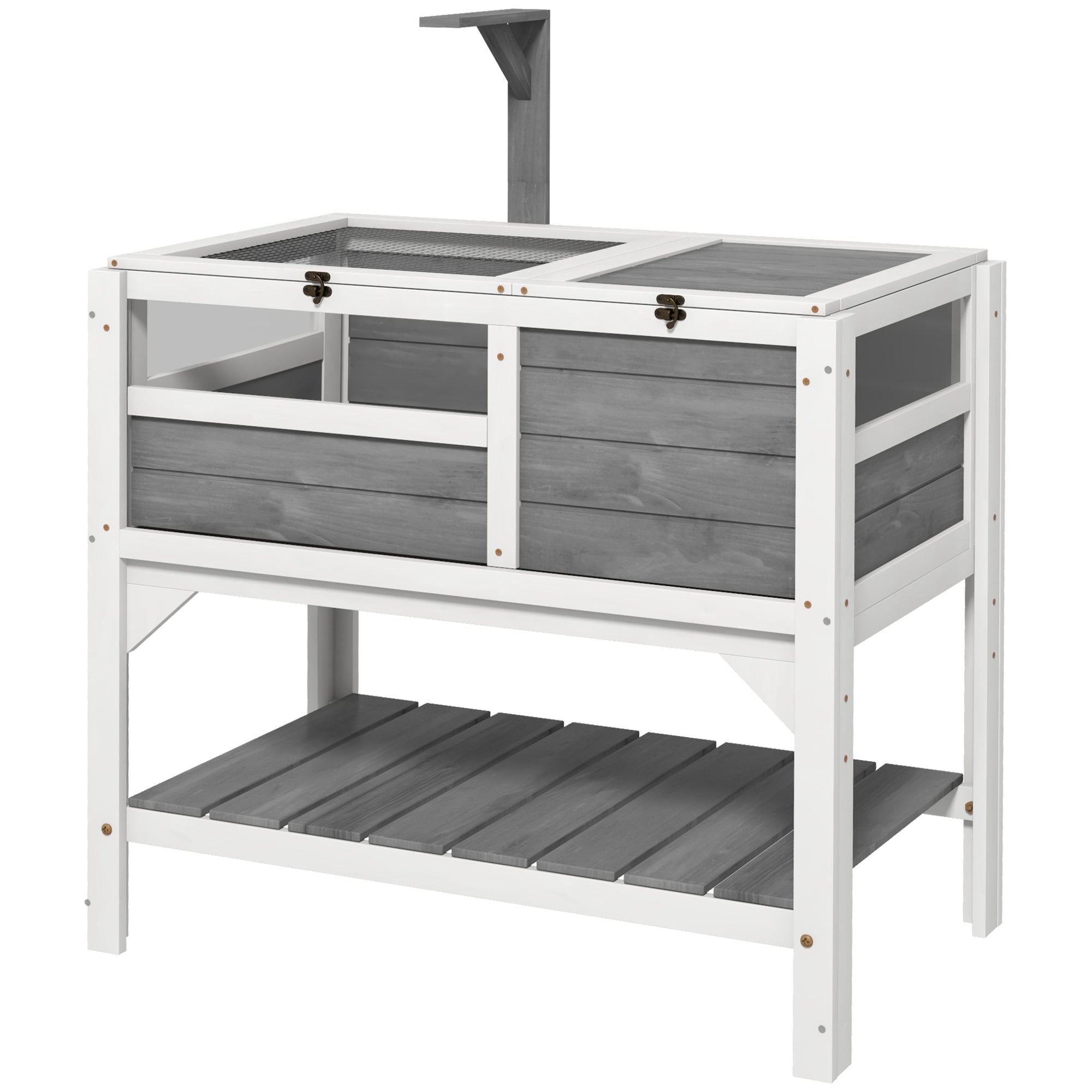 Tortoise Habitat with Shelf Storage Tortoise Gift Accessory with Weather Protection for Indoor, Light Gray - Light Gray
