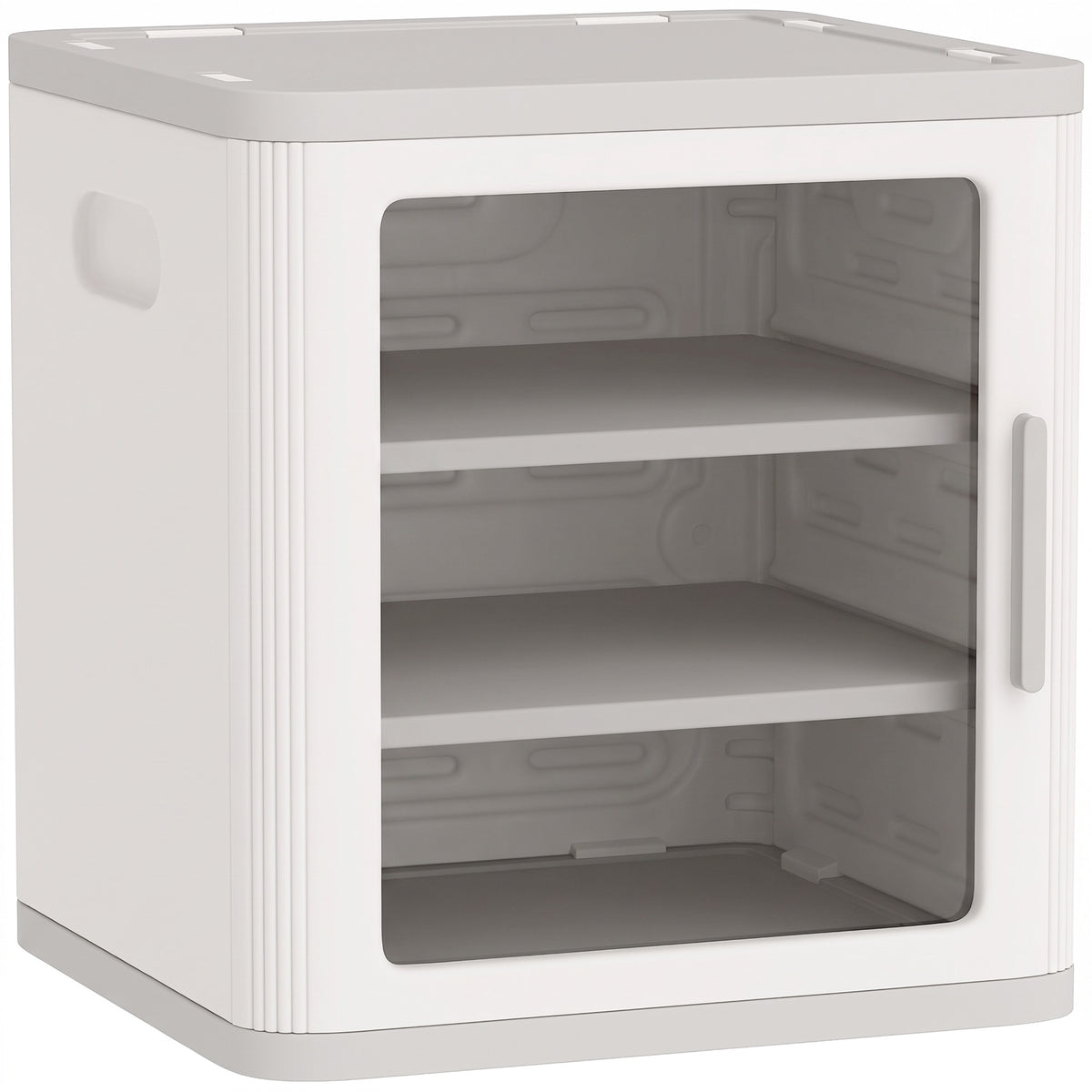 Toy Storage Organizer, 3 Tier Adjustable Toy Storage Cabinet Dustproof HDPE Plastic, Transparent Door, White