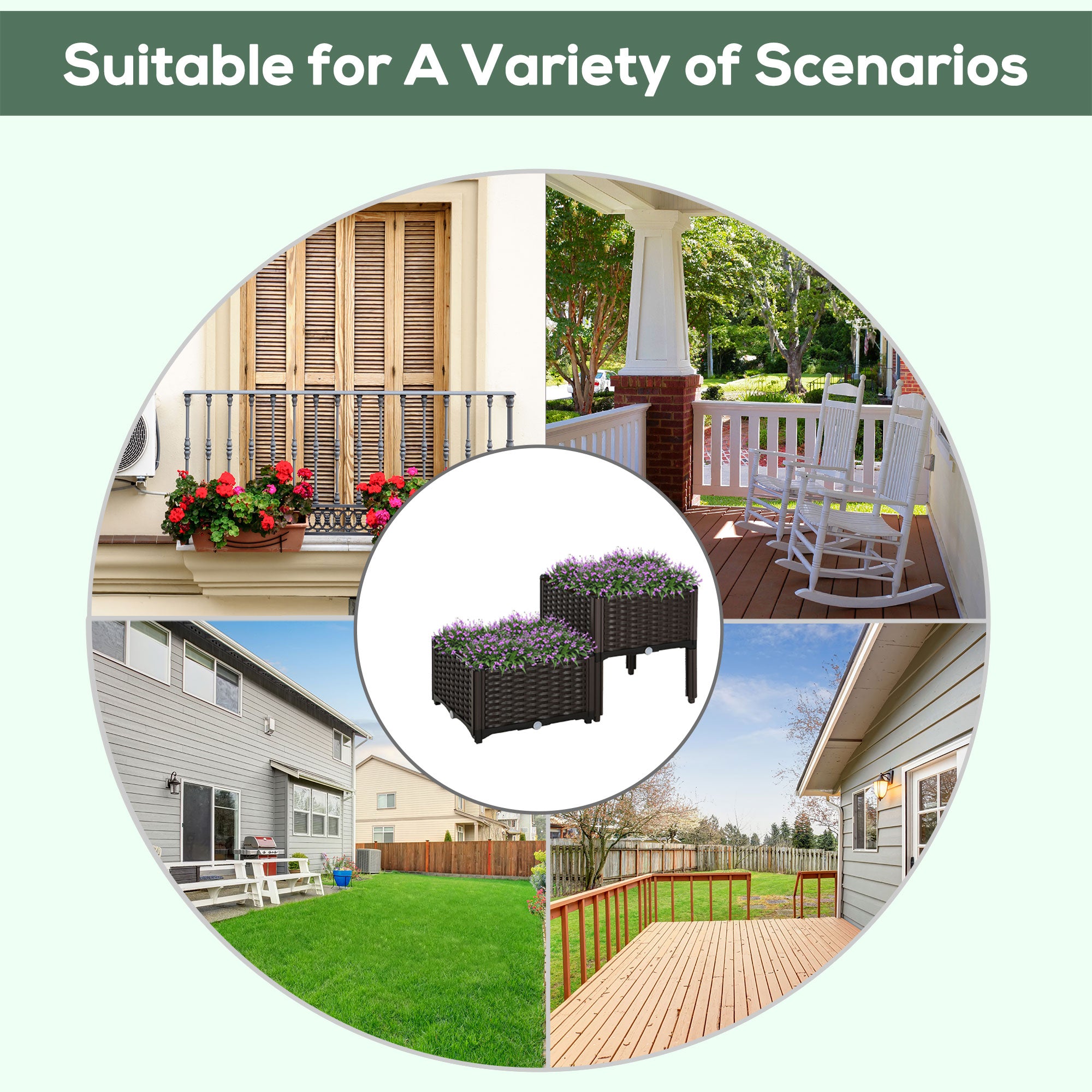 2-Piece Raised Garden Bed with Legs, Self-Watering Planter Box Raised Bed to Grow Flowers, Herbs & Vegetables, Brown - Brown - Image 8