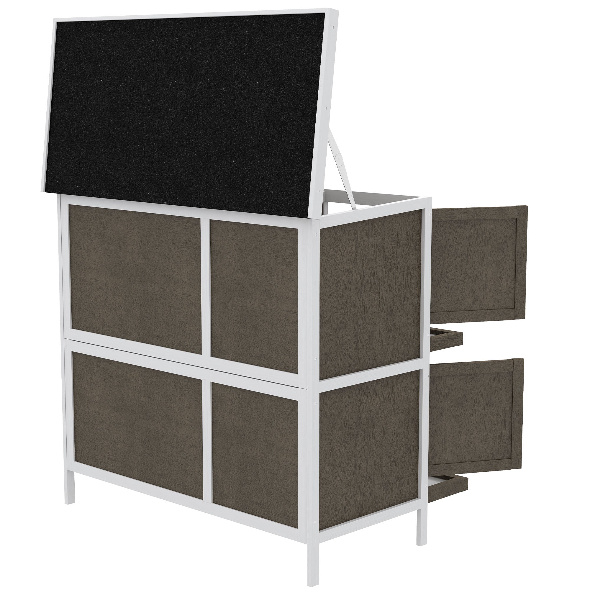 Wooden Bunny Hutch with Ramp, Indoor/Outdoor, Brown - Brown - Image 8
