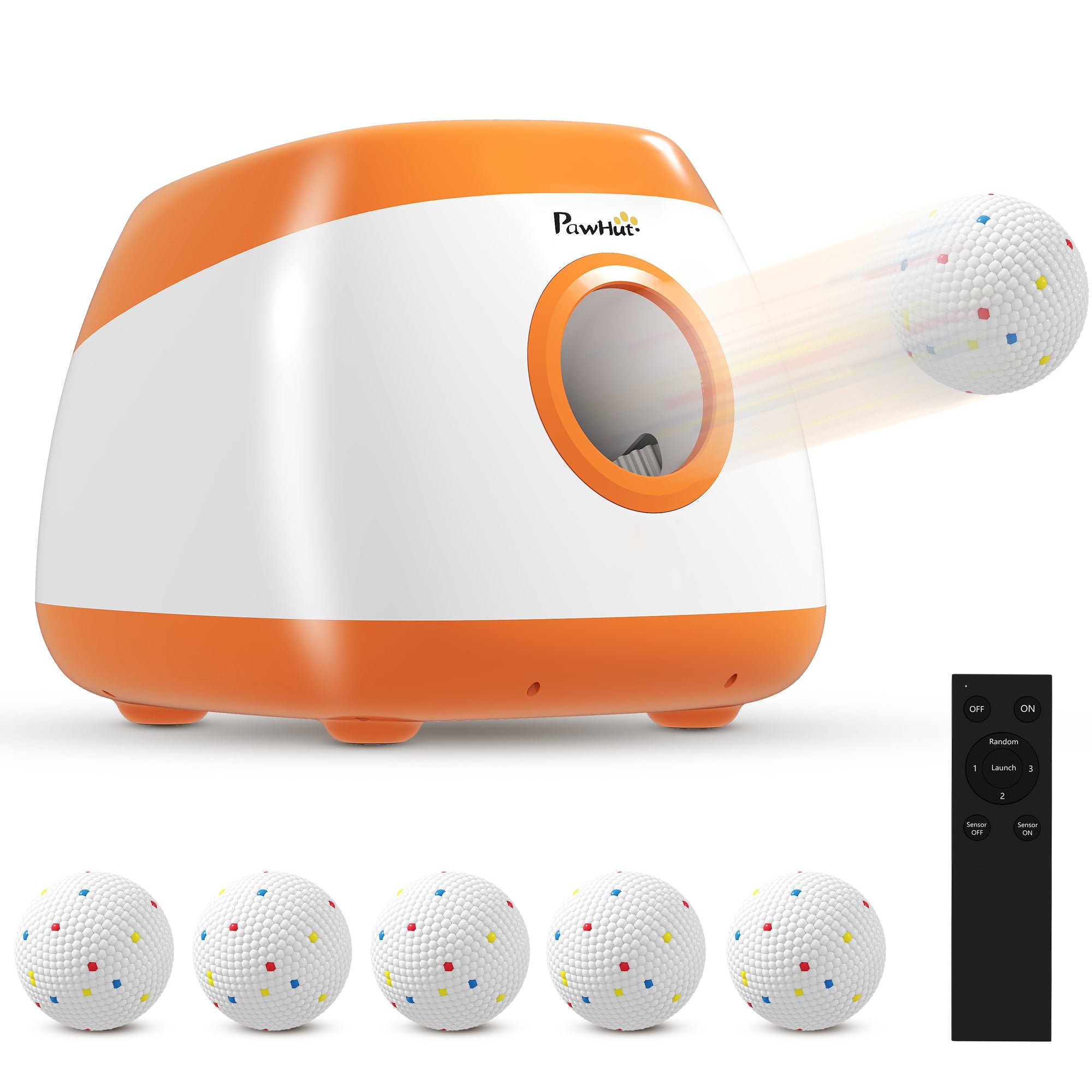 Automatic Dog Ball Launcher with 26-80 FT Distance, Automatic Ball Launcher for Medium and Large Dogs, Orange - Orange