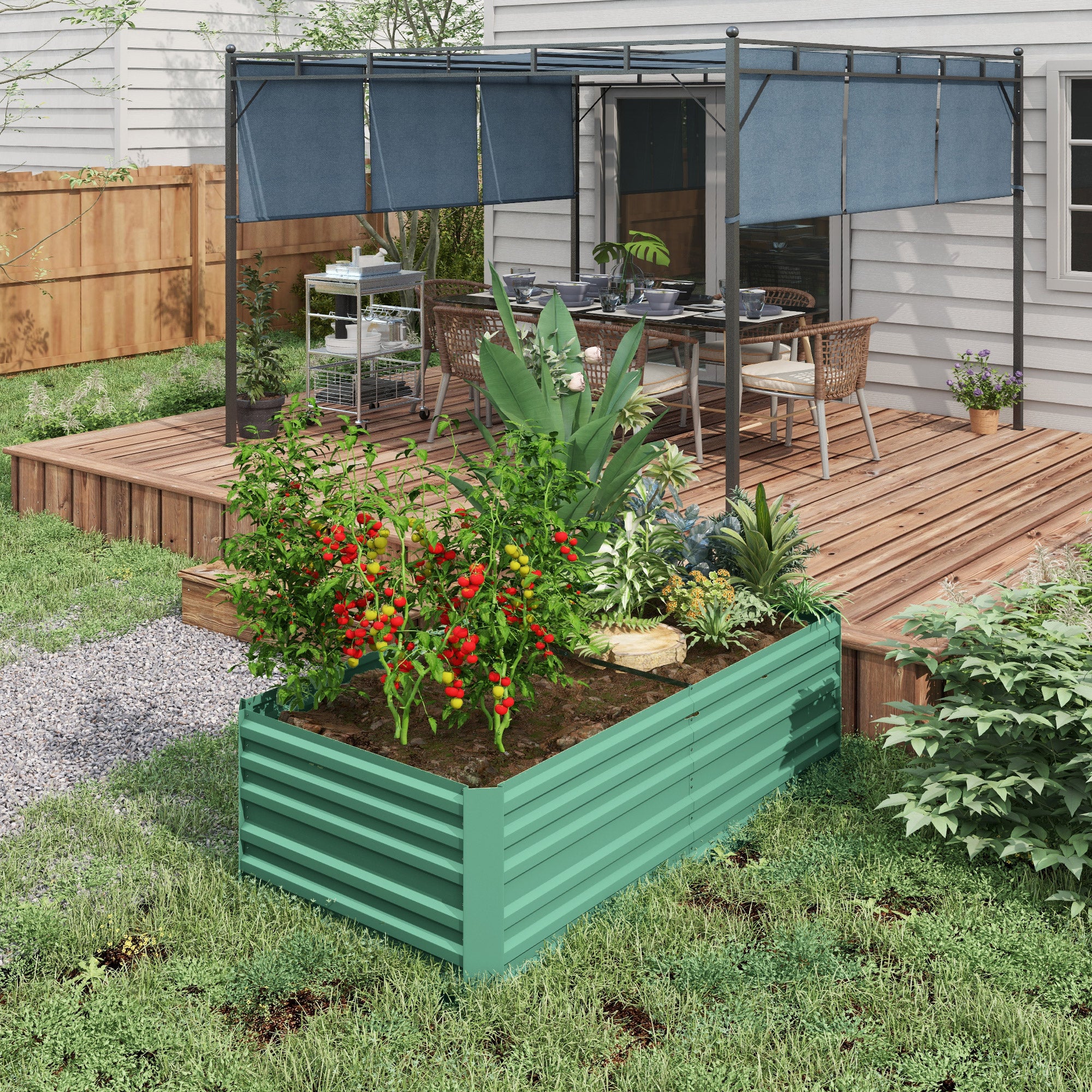 Galvanized Raised Garden Bed, Steel Outdoor Planters with Reinforced Rods, 71" x 36" x 23", Light Green - Light Green - Image 2