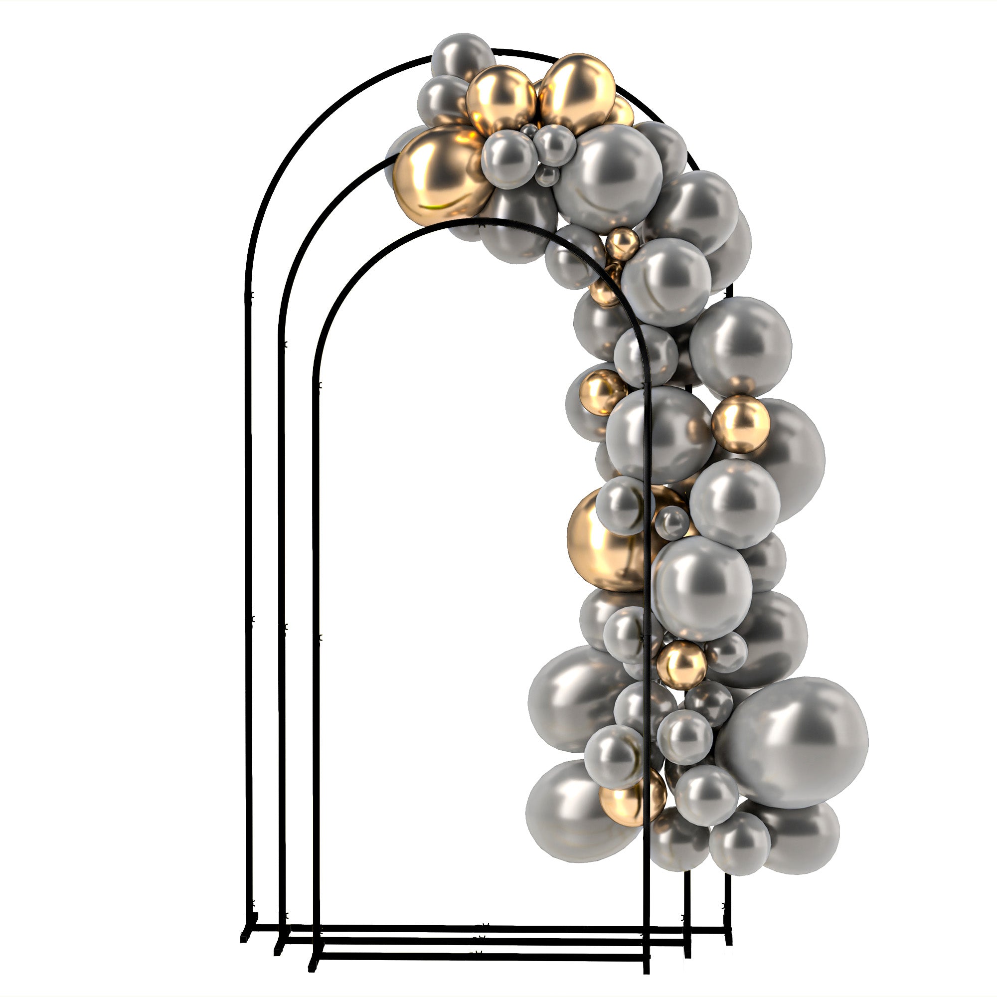 Metal Arch Backdrop Stand Set of 3, 7/6.5/6 ft Wedding Arch Frame, Balloon Backdrop Arch Stand Set for Birthday Party, Bridal Shower, Graduation, Ceremony, Banquet Decorations, Black - Black