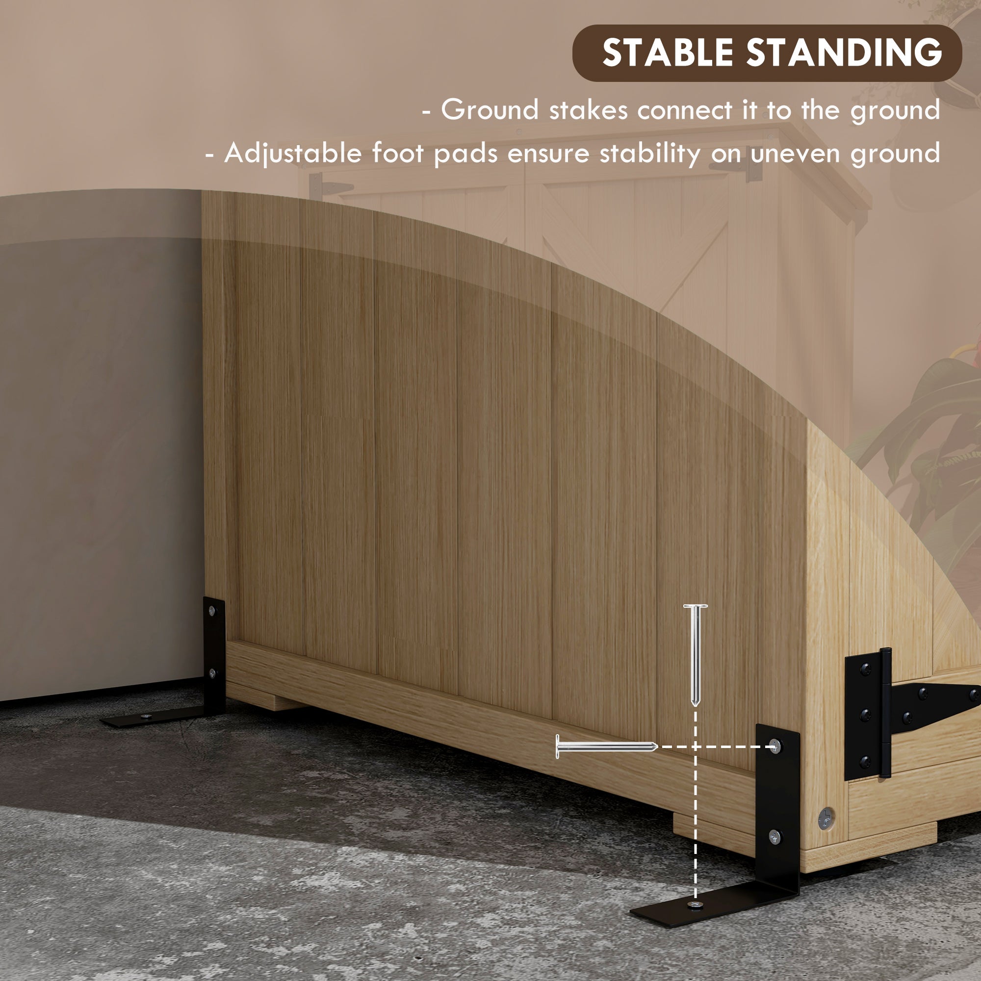 Wooden Outdoor Storage Cabinet Garden Shed with Waterproof Asphalt Roof and Lockable Doors, Natural - Natural Wood - Image 6