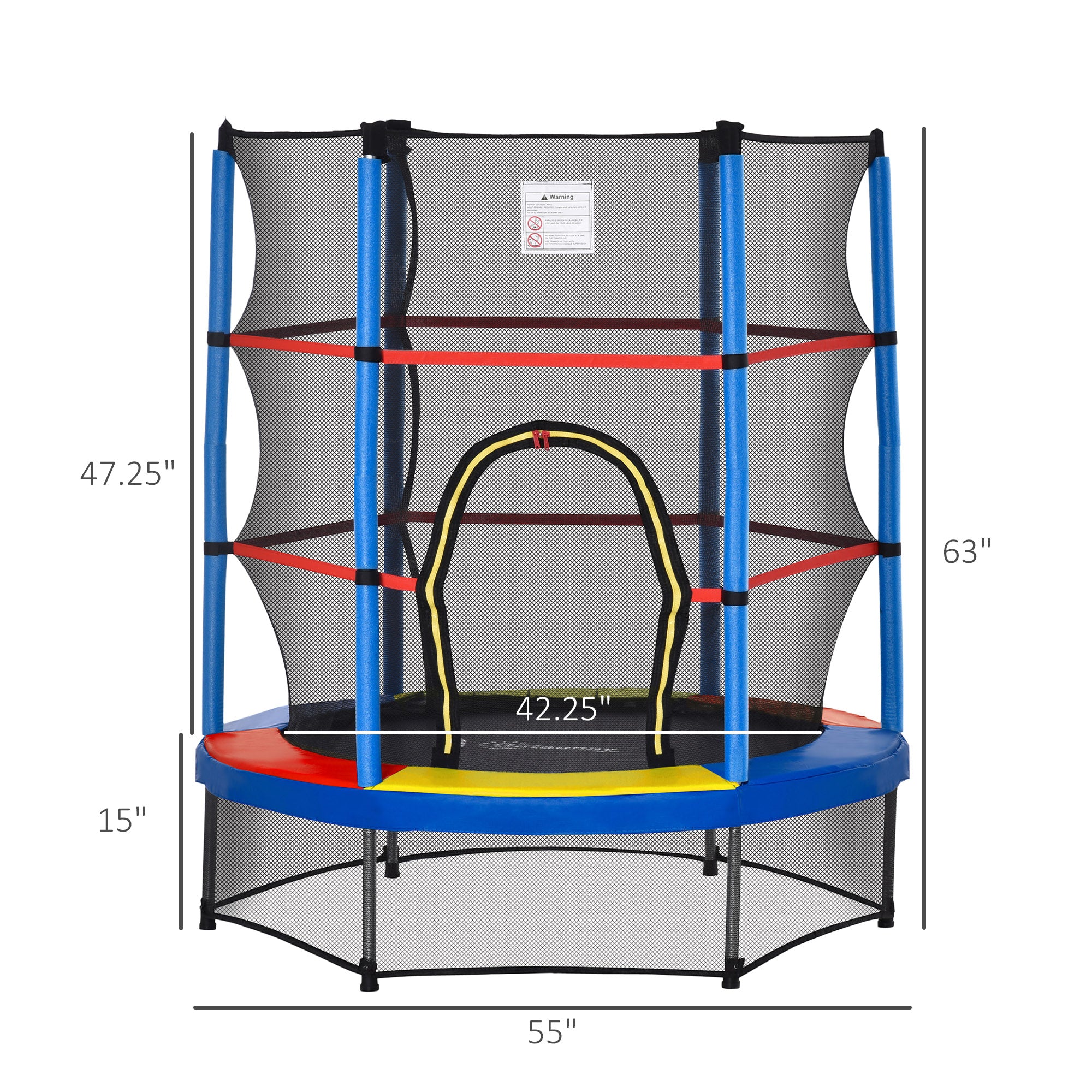 Φ5FT Kids Trampoline with Enclosure Net for Age 3 to 6 Years, Mixed Color
