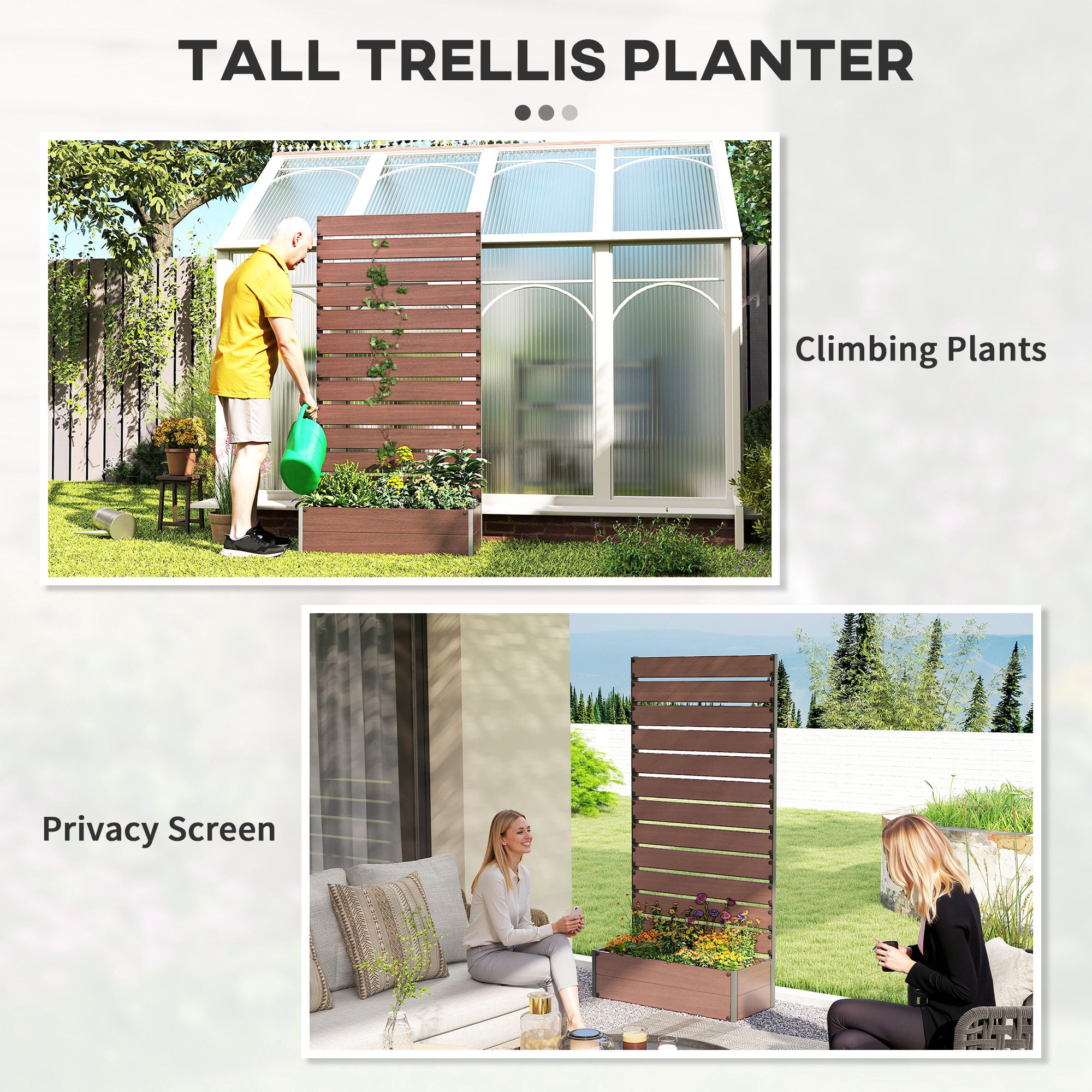 Trellis Planter for Climbing Plants, Raised Garden Bed with Trellis, Planter Box for Outdoor Garden, Light Brown - Light Brown - Image 6