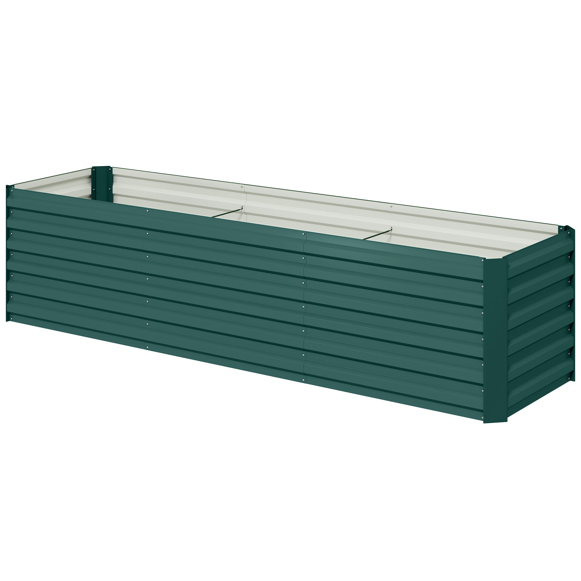 8x2x2ft Galvanized Raised Garden Bed Kit with Safety Edging for Flowers, Herbs and Vegetables, Green - Green