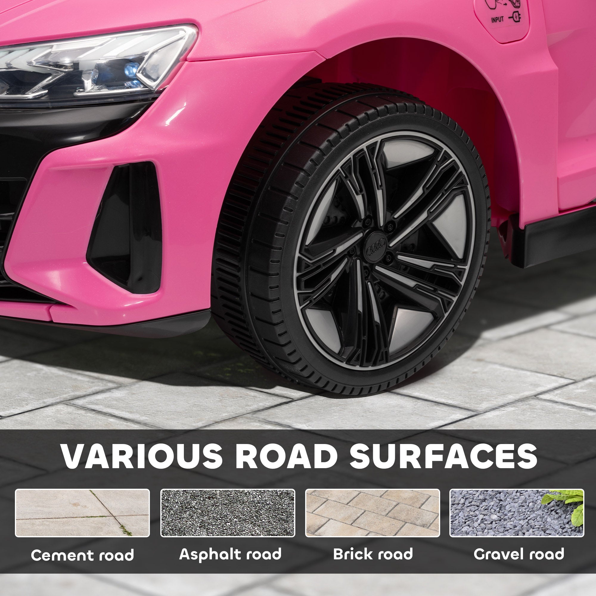 Licensed Audi RS e-tron GT 12V Ride On Car Truck for Kids, Electric Car Ride On Vehicle w/Parent Remote Control, Music, Lights, for Toddlers, Pink