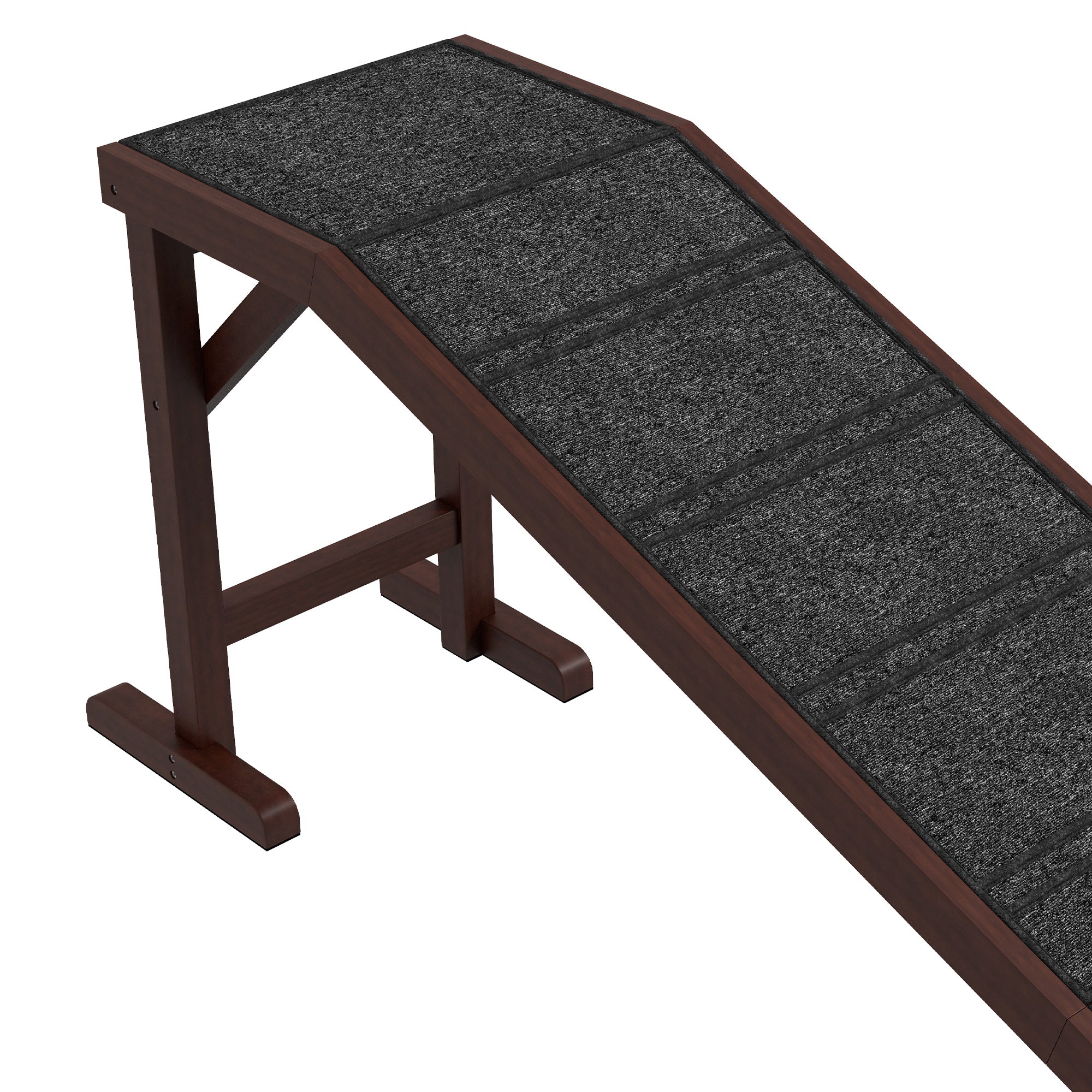 Dog Ramp for Bed, Pet Ramp for Dogs with Non-Slip Carpet and Top Platform, 74" x 16" x 25", Brown - Brown - Image 8
