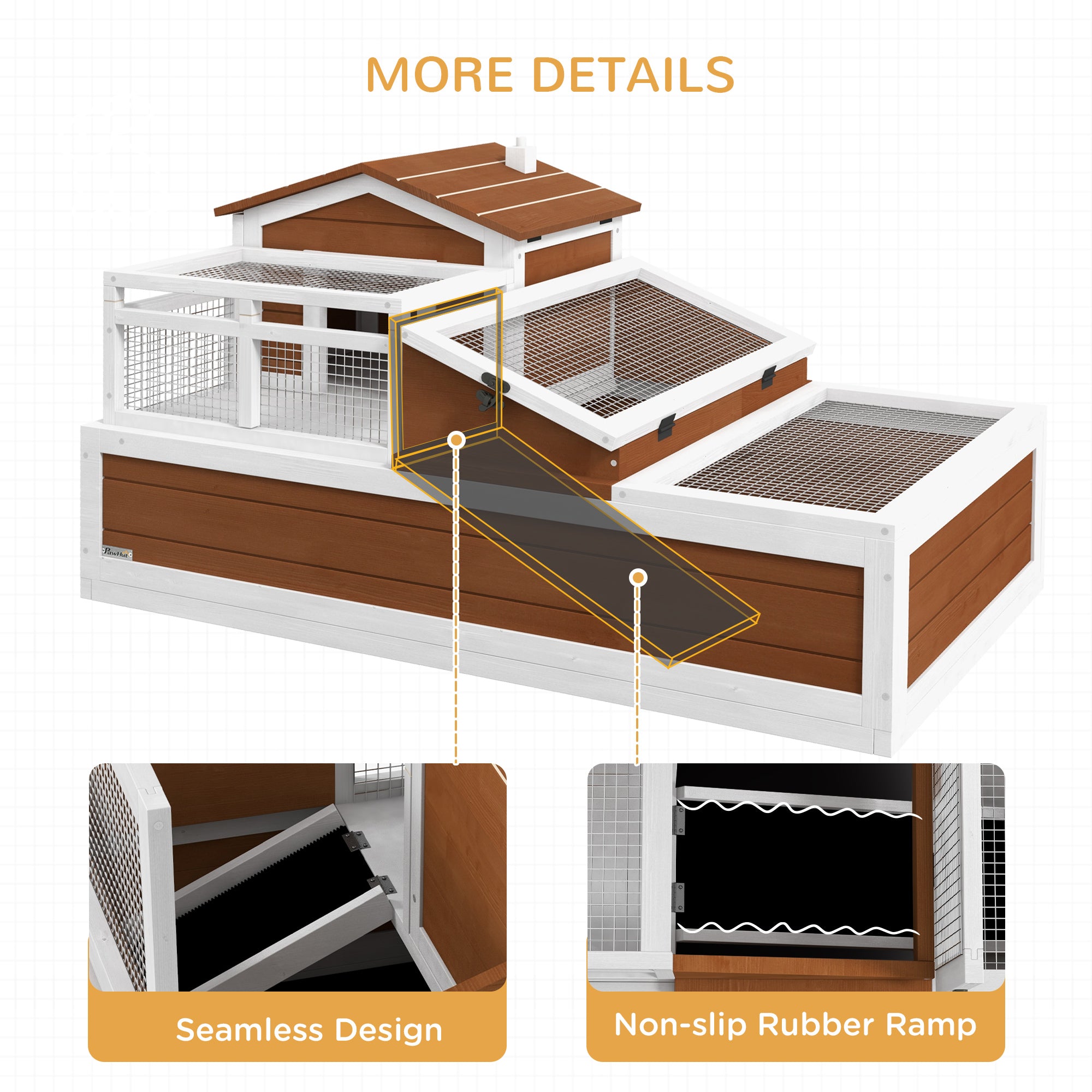 3-Room Tortoise Habitat House w/ Balcony & 2 Stories, 44" x 25.5" x 25", Coffee - Coffee - Image 7
