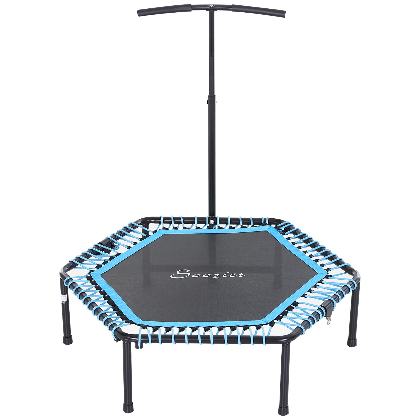 4.5ft Exercise Trampoline, Portable & Foldable Fitness Trampoline Rebounder with 3-Level Adjustable T-Bar, Great for Adults Kids Working Out, Blue