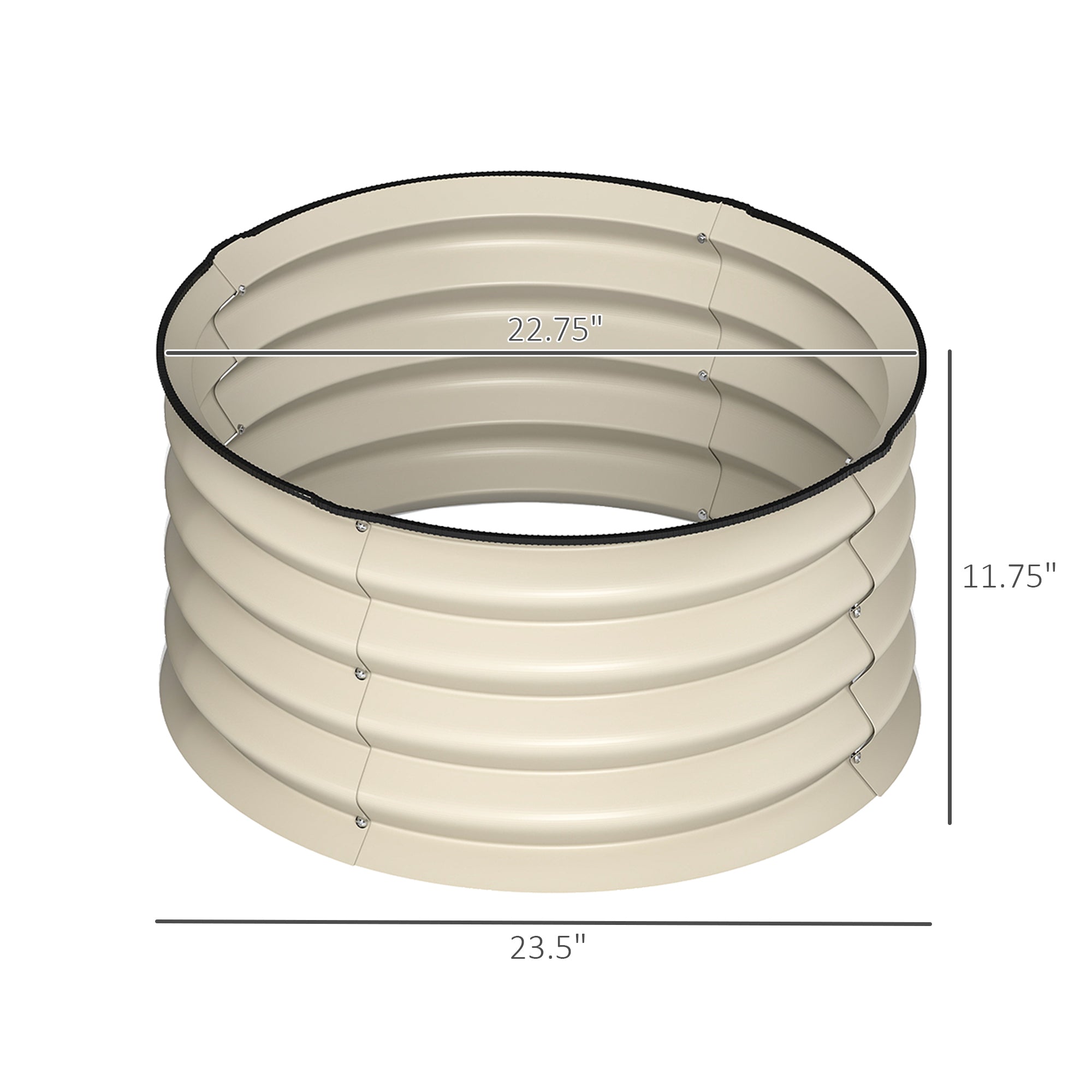 Set of 2 Raised Garden Bed, Metal Planter Box with Safety Edging, Easy-to-assemble Stock Tank, Cream - Cream White - Image 3