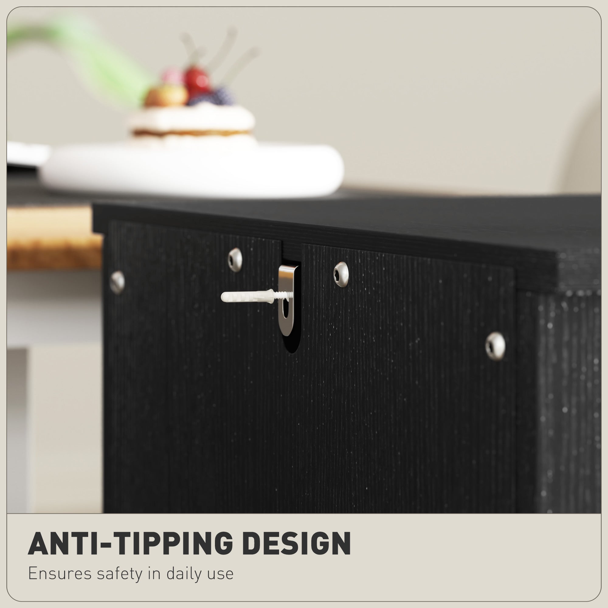 Vertical File Cabinet with 3 Drawers, Rustic Farmhouse Office Storage Cabinet for A4, Letter Size, Distressed Black