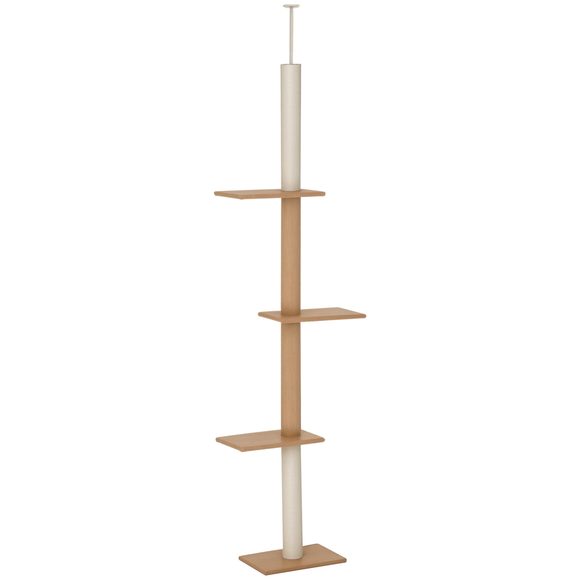 Floor-to-Ceiling Cat Tree Cat Climbing Tower with Sisal-Covered Scratching Posts Natural Cat Tree Activity Center for Kittens Cat Tower Furniture, Light brown - Brown