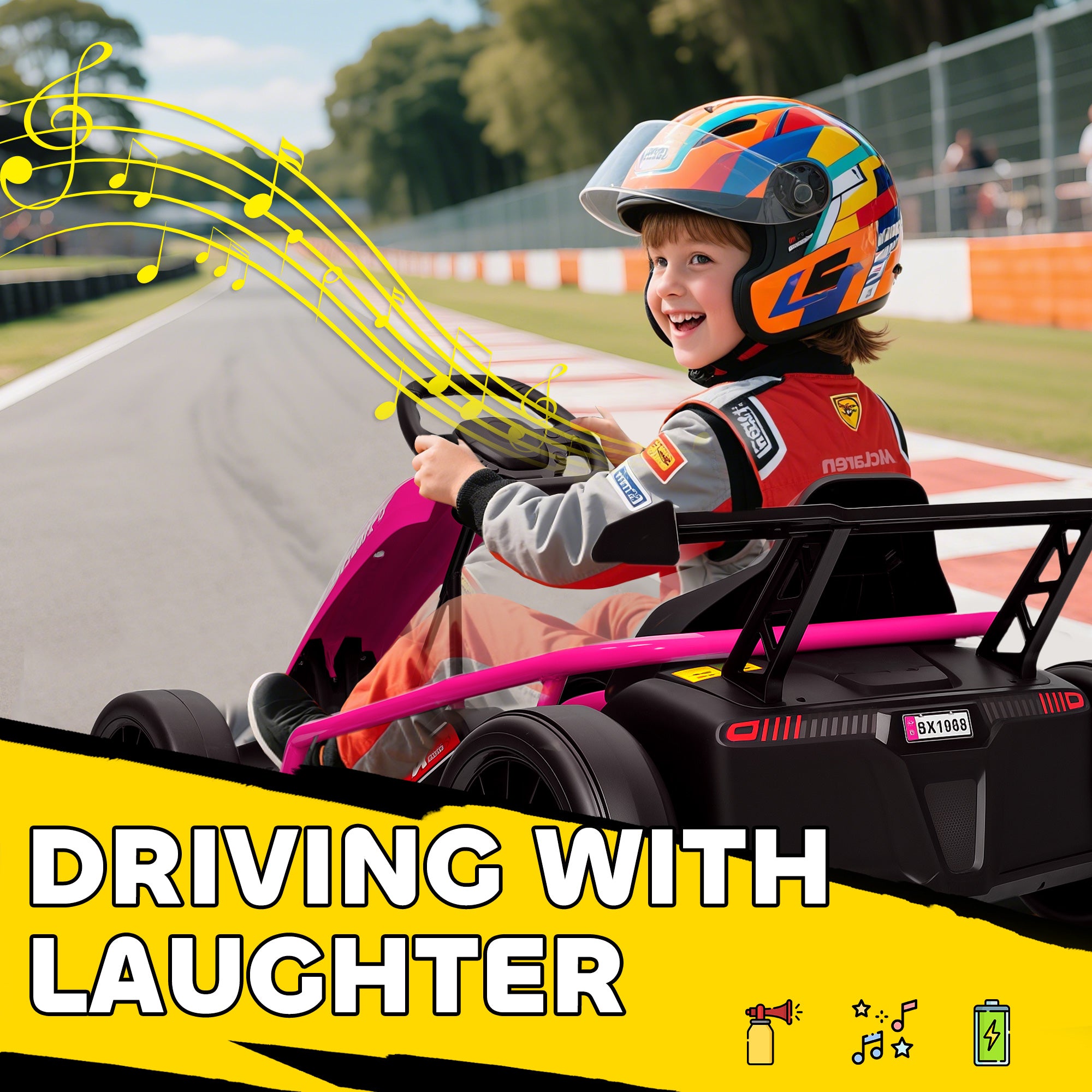 24V 7AH Kids Electric Go Kart, 8.1 MPH Battery Powered Drift Kart with Dual Motors, Soft Start for 8-12 Years, Pink
