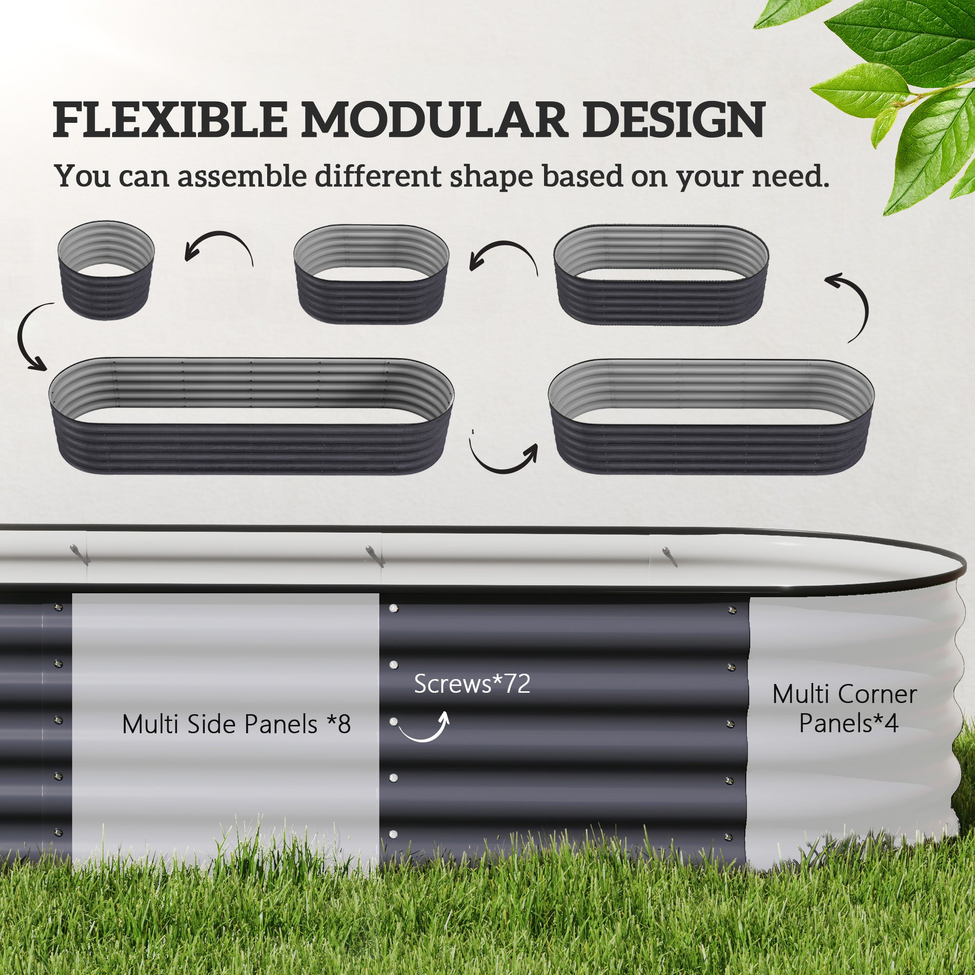 7.9' x 2' x 1.4' Galvanized Raised Garden Bed Kit, Metal Planter Box with Safety Edging, Dark Gray - Dark Gray - Image 4