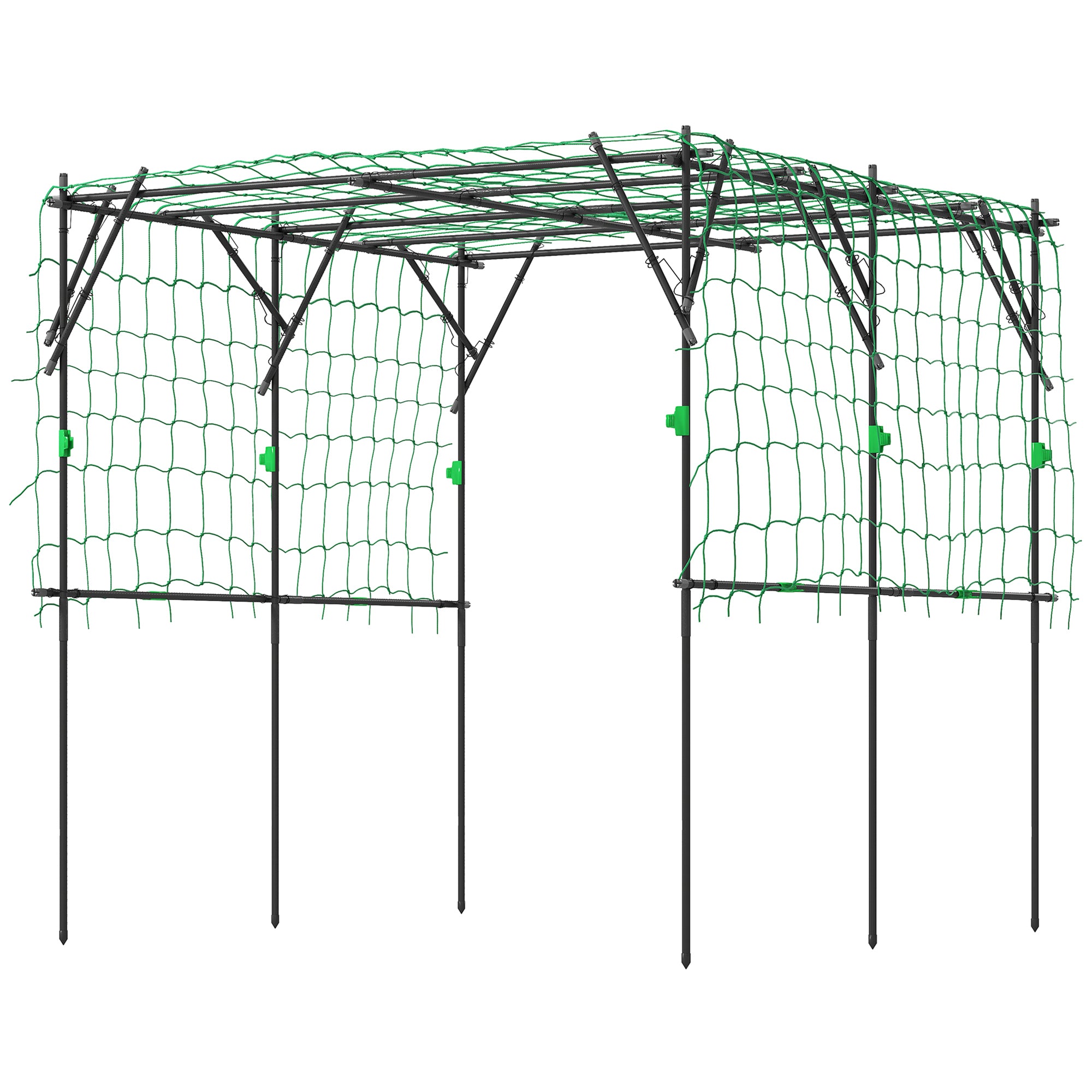 Garden Arch Trellis, 7.3 FT Tall Metal Plant Trellis Support with Climbing Net, Cucumber Trellis for Vegetables, Black - Black