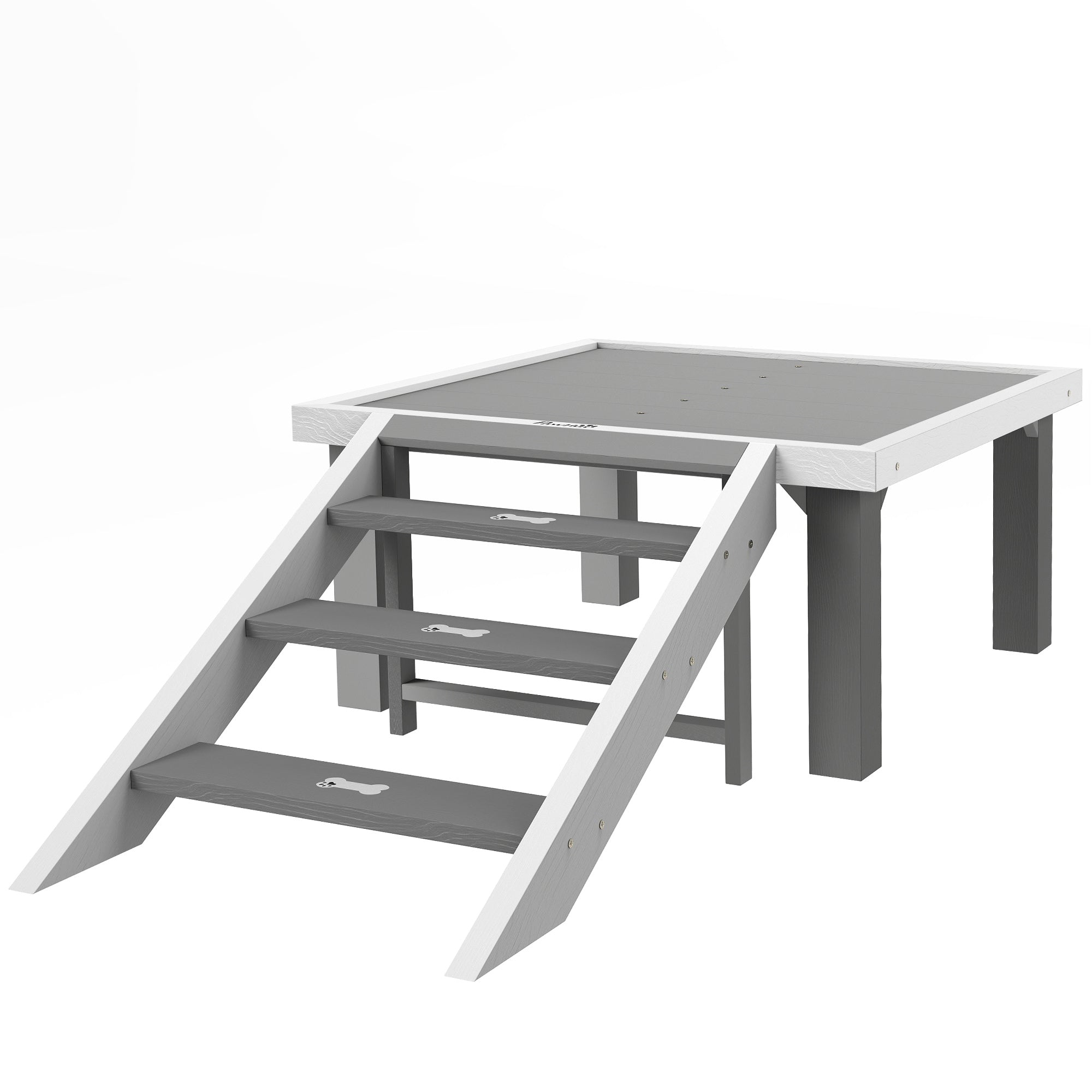 Wooden Dog Training Place Board, Dog Training Platform with Ladder, Pet Agility System for Indoor Outdoor, Gray - Gray