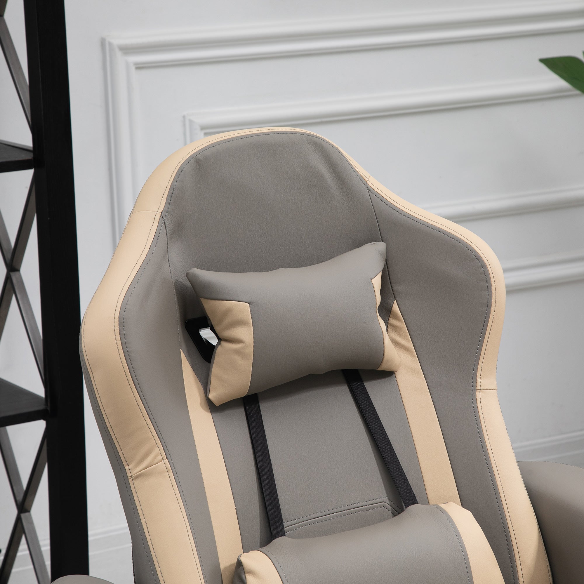 Manual Recliner Armchair PU Leather Lounge Chair w/ Adjustable Leg Rest, 135° Reclining Function, 360° Swivel, Cup Holder and, Storage Pocket