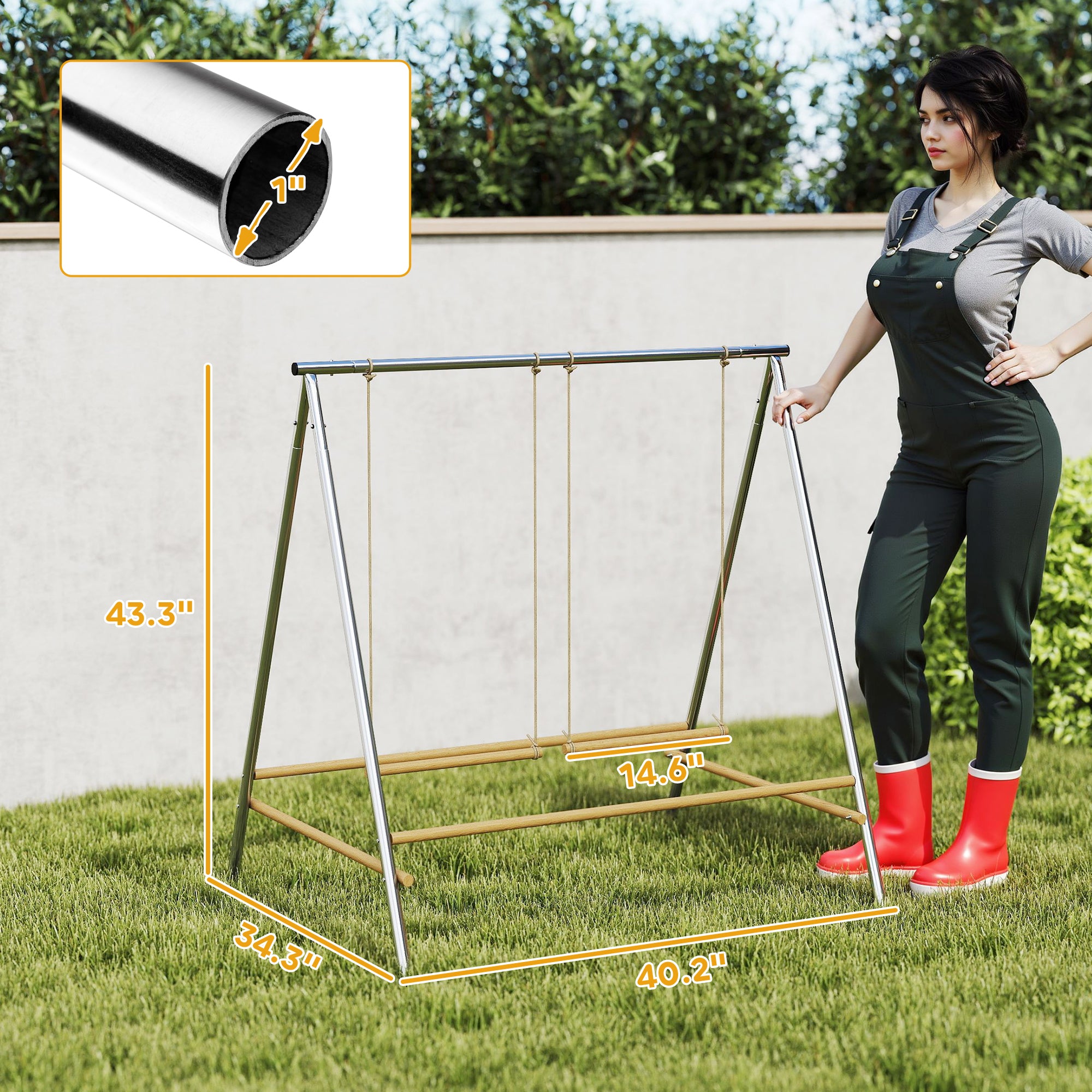 Chicken Perch for Coop, Chicken Roosting Bars with 2 Swings, Coop Accessories for Farm, Backyard, Silver - Silver - Image 3