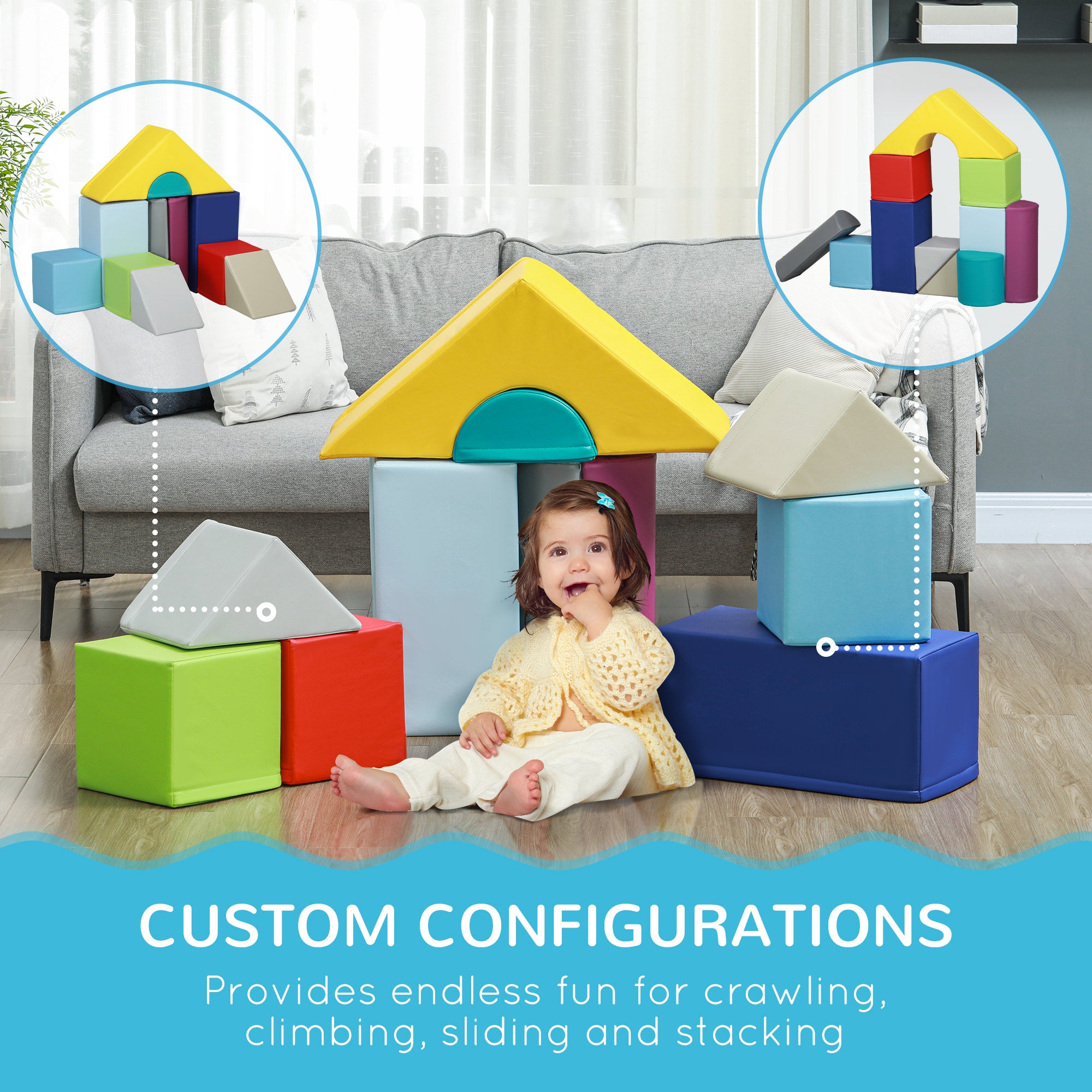 11-Piece Kids Crawl and Climb Activity Play Set for Climbing, Crawling, Sliding, Multicolored