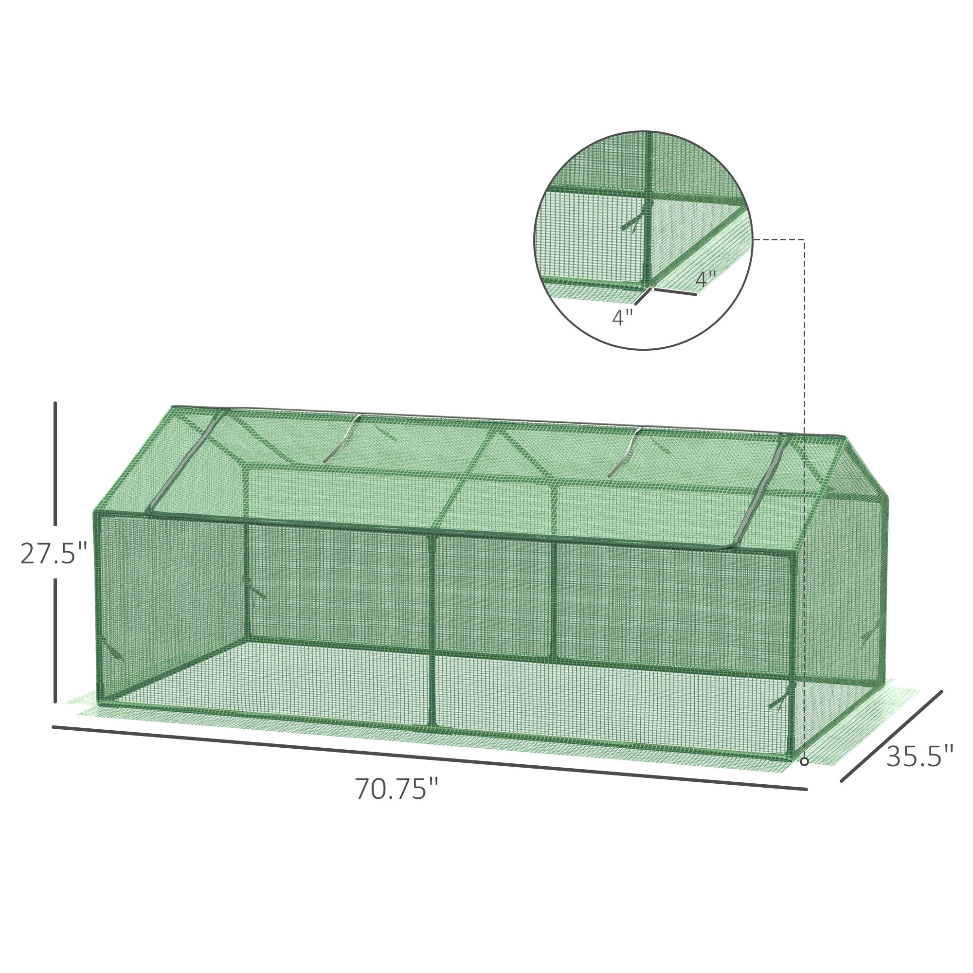 71" x 36" x 28" Mini Greenhouse Portable Hot House for Plants with Large Zipper Windows for Outdoor, Indoor, Garden, Green - Green - Image 3